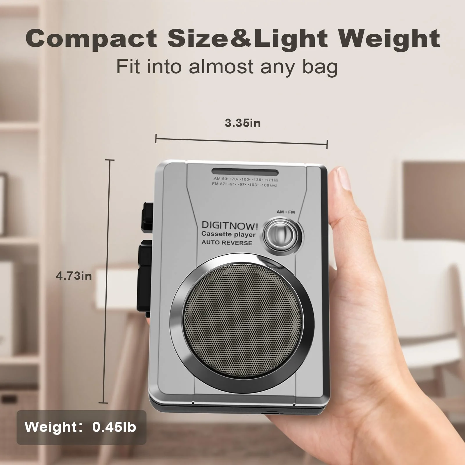 Portable Cassette Tape Player Recorder, Retro AM FM Radio, Compact Cassette Audio Recorder with 3.5MM AUX Jack, Built-in Loud Speaker & Microphone, Auto Reverse, Removable Belt Clip - Image 6