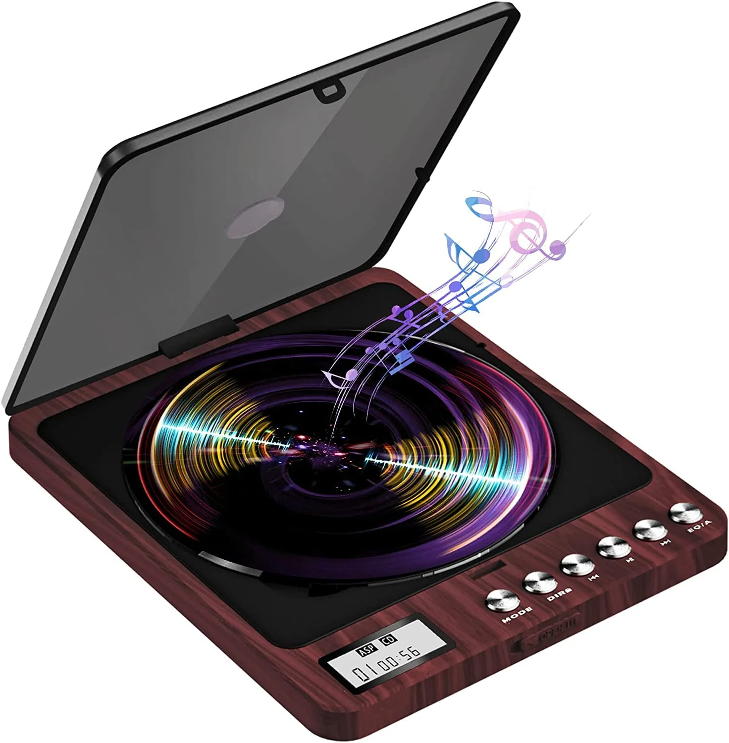Portable CD Player with Speakers 2000mAh Rechargeable CD Player Portable with Double 3.5mm Headphones Jack,Small Anti-Shock Personal CD Player for Car Aux or Home Music Player 806-Red