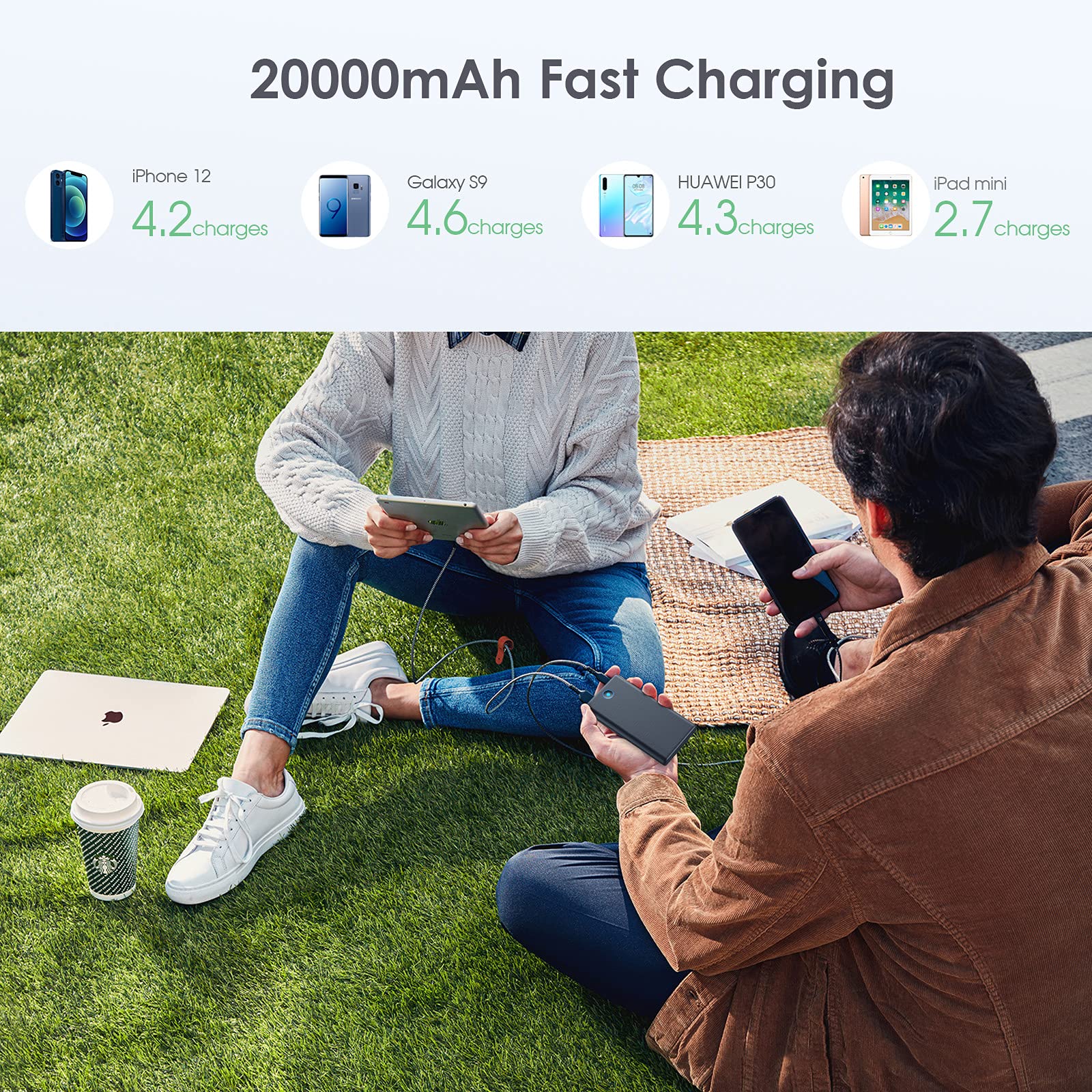 Portable Charger, 2-Pack 20000mAh Power Bank Ultra Slim Fast Charging External Battery Pack with Dual USB Outputs Compatible with iPhone 16/16 Pro/15 /14/13/12/X, Samsung S24/S23, Android Phone etc Black+Black - Image 2