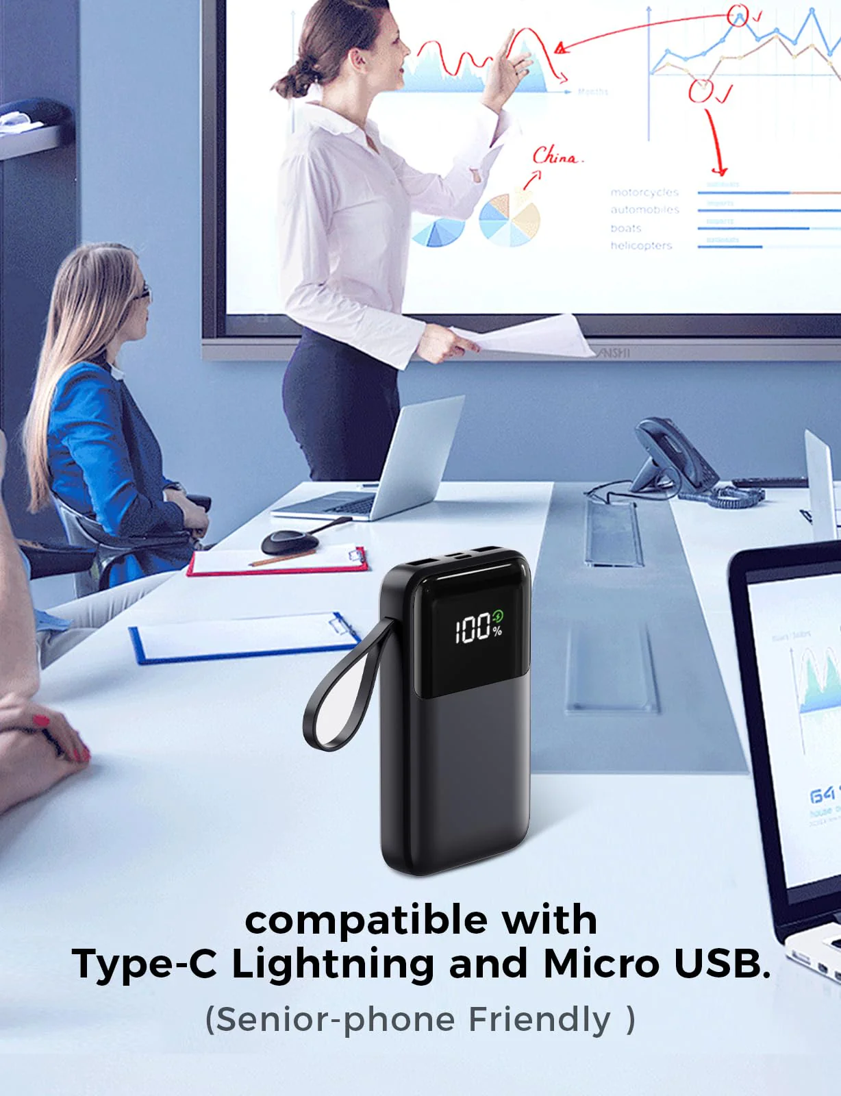 Portable Charger with Built in Cable, 15000mAh Power Bank, 22.5W Fast Charging, 6 Outputs, Slim Travel Essential Battery Pack with LED Display, Compatible with iPhone 16/15/14/13, Samsung, iPad, etc Black - Image 7