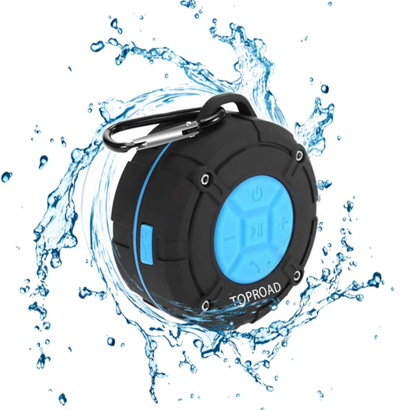 Portable Shower Speaker, IPX7 Waterproof Wireless Outdoor Speaker with HD Sound, 2 Suction Cups, Built-in Mic, Hands-Free Speakerphone for Bathroom, Pool, Beach, Hiking, Bicycle Blue
