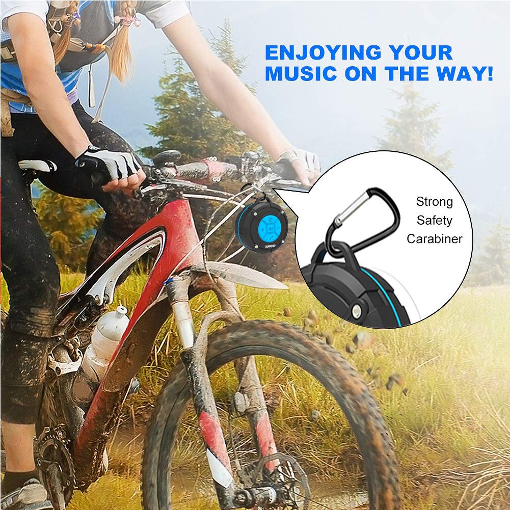 Portable Shower Speaker, IPX7 Waterproof Wireless Outdoor Speaker with HD Sound, 2 Suction Cups, Built-in Mic, Hands-Free Speakerphone for Bathroom, Pool, Beach, Hiking, Bicycle Blue - Image 6