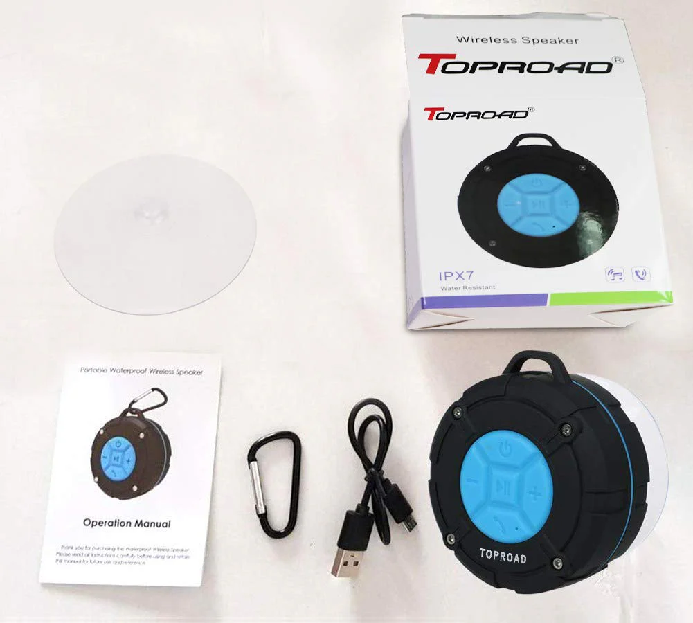 Portable Shower Speaker, IPX7 Waterproof Wireless Outdoor Speaker with HD Sound, 2 Suction Cups, Built-in Mic, Hands-Free Speakerphone for Bathroom, Pool, Beach, Hiking, Bicycle Blue - Image 8