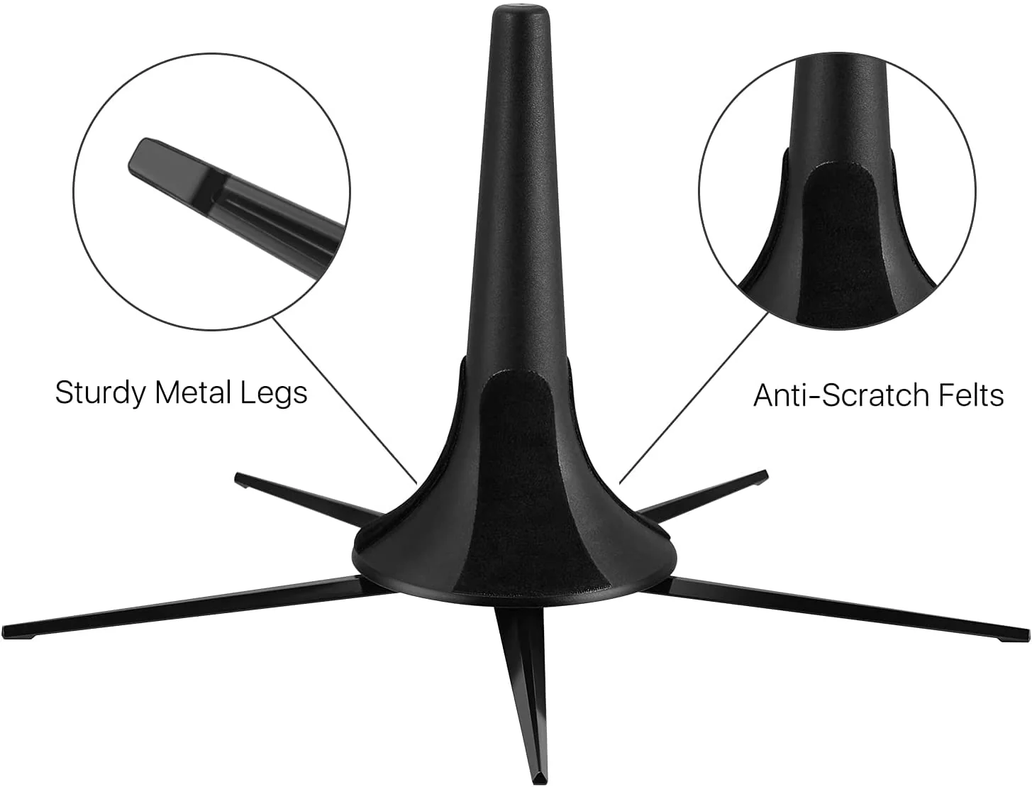 Portable Trumpet Stand Holder Metal 5 Leg Holder Stand Foldable Wind Instrument Accessory Black - Image 5