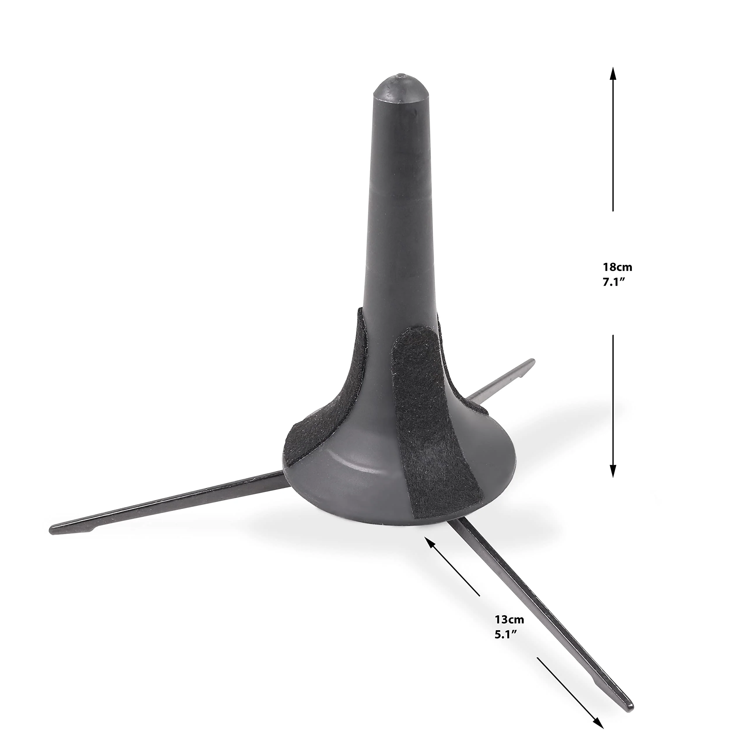 Portable Trumpet Stand - Leg Folding Instrument Rest with Soft Padding - Complete with Microfiber Cleaning Cloth, Black, TRU-MTL-BLK-1 - Image 2