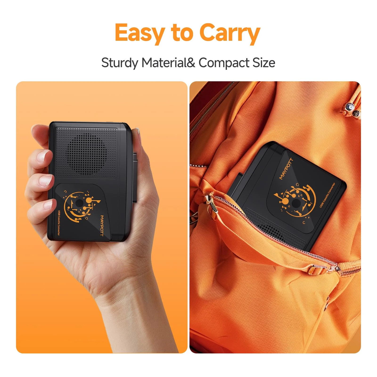 Portable Walkman Cassette Player Converter, Cassette to Digital Converter via USB, Compatible with PC/Laptops, Built-in Speaker&Headphone, Full Stereo Sound,Convert Walkman Tape to MP3/iPod Format - Image 5