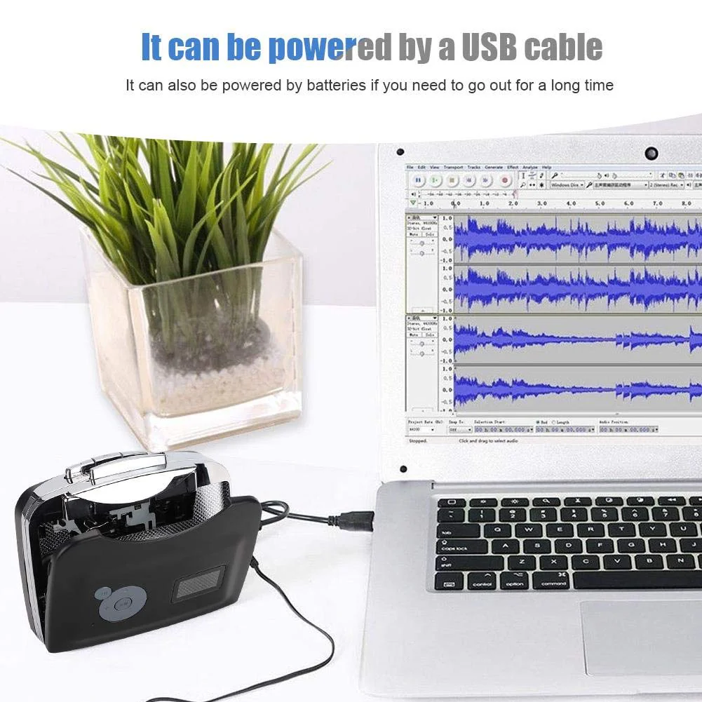 Portable Walkman Cassette Tape, USB Cassette to MP3 Converter Music Player, Audio Music Cassette Tape to Digital Converter Player with Earphone Compatible with Laptop/PC/USB Flash Drive - Image 3