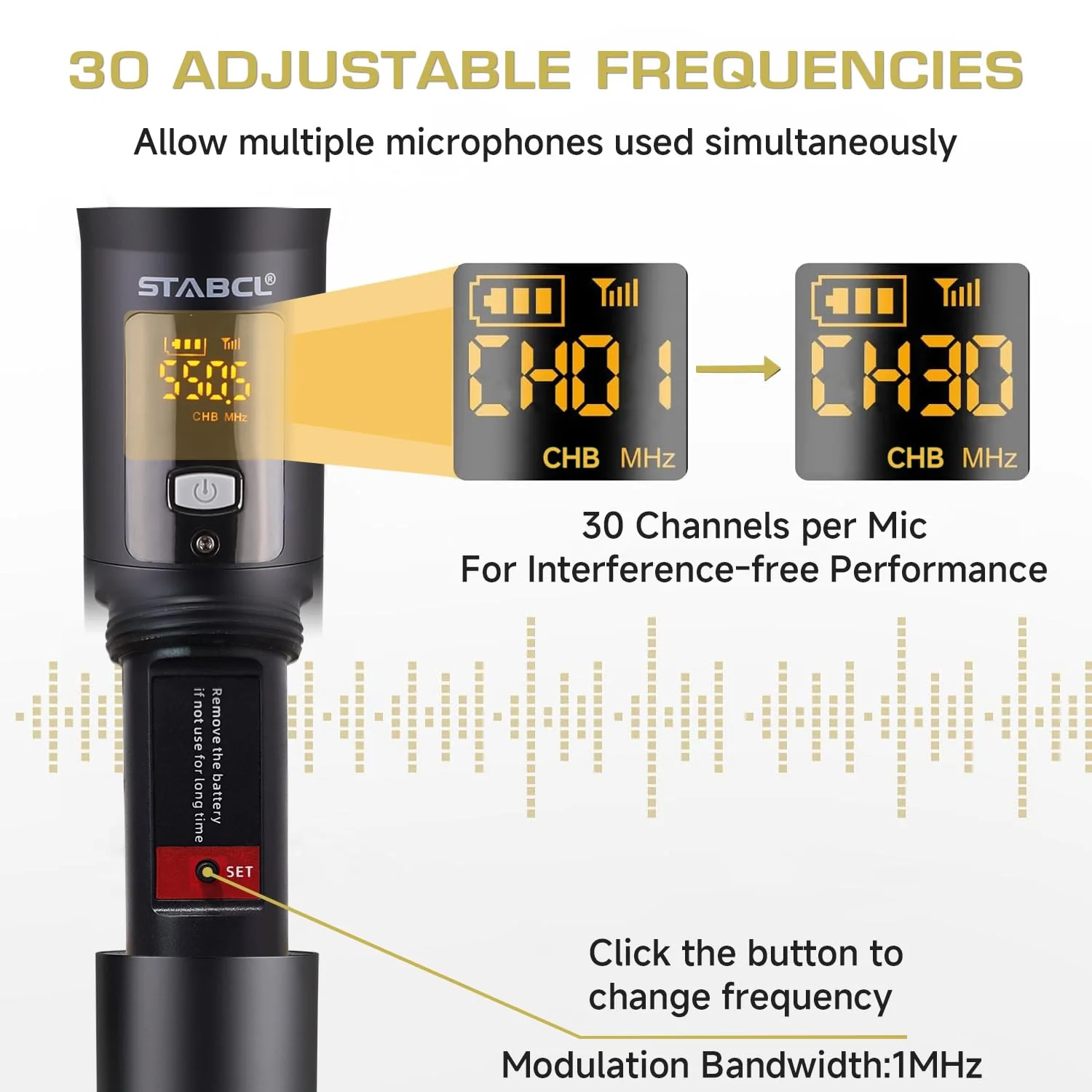 Portable Wireless Microphone for Karaoke Singing, UHF Metal Handheld Dynamic Mic with Rechargeable Receiver, Karaoke Microphone Wireless for Speaker, Singing, Dj, 200ft Range of Cordless Mic System channel 1 - Image 3