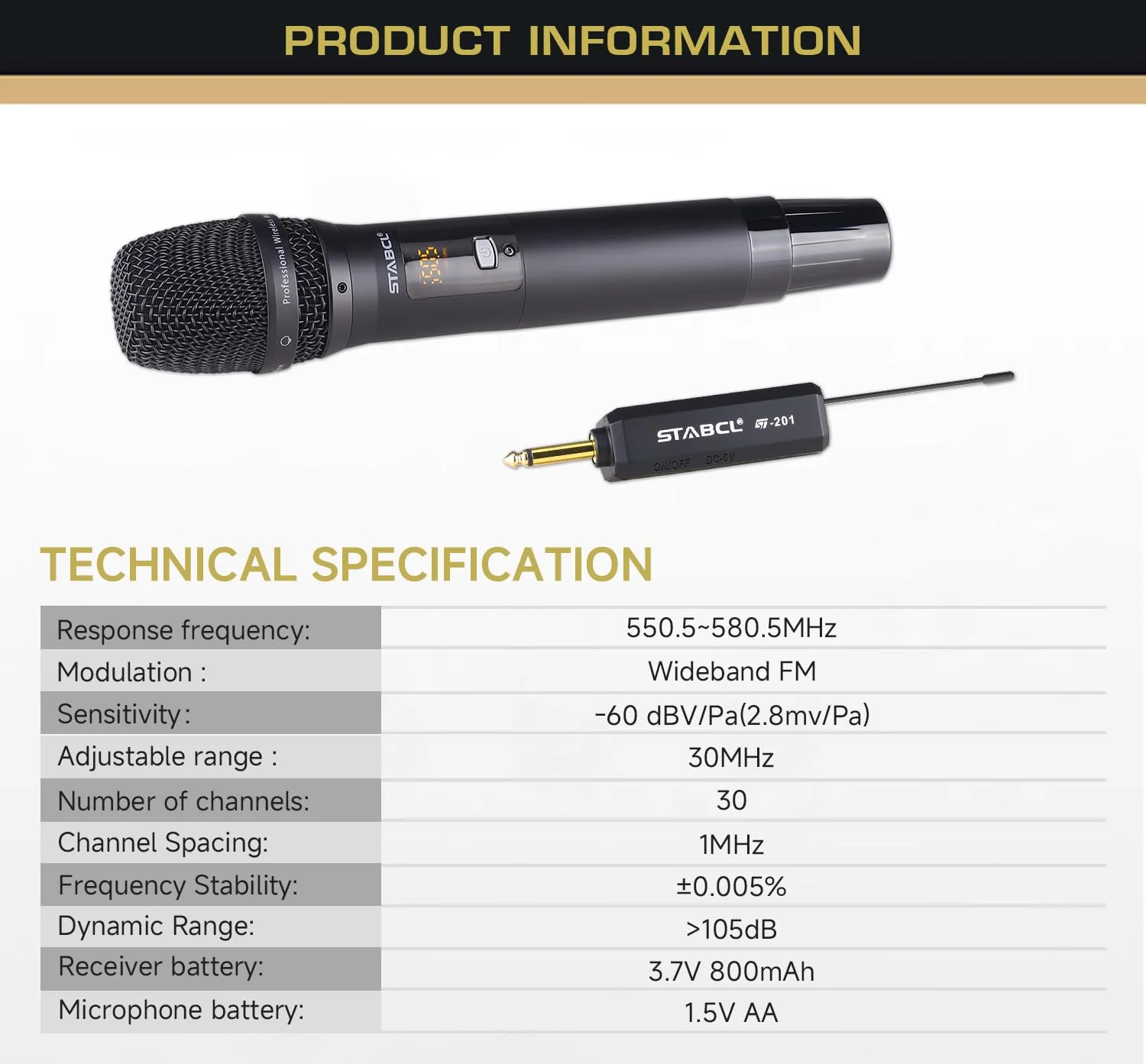 Portable Wireless Microphone for Karaoke Singing, UHF Metal Handheld Dynamic Mic with Rechargeable Receiver, Karaoke Microphone Wireless for Speaker, Singing, Dj, 200ft Range of Cordless Mic System channel 1 - Image 7