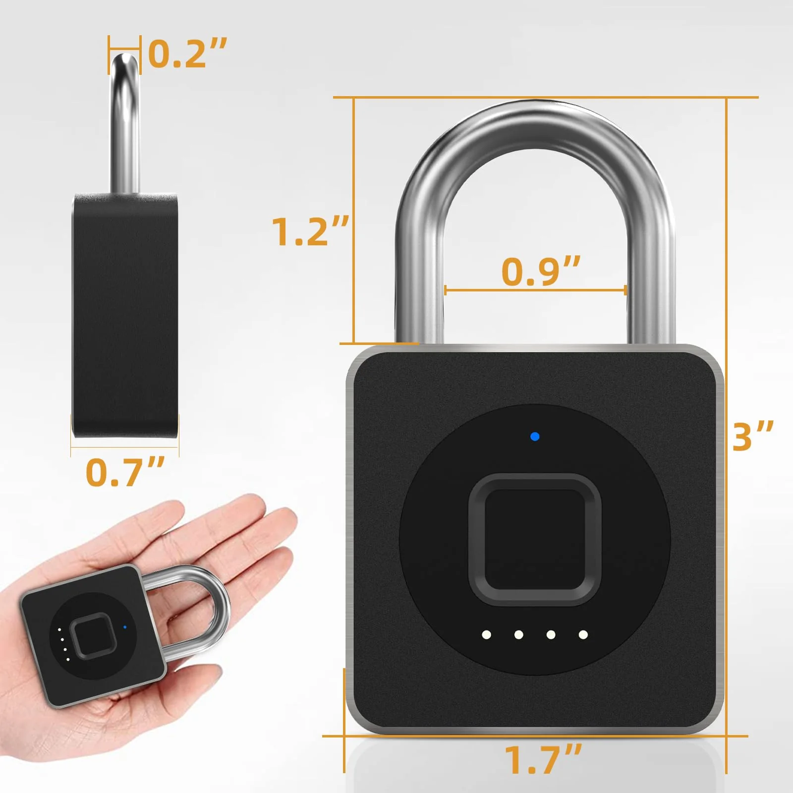 Pothunder Fingerprint Padlock, Fingerprint Lock with APP, Padlock with Steel Cable Keyless Biometric, Smart Padlock Waterproof Suitable for Gym, Locker, Helmet, Gate, Fence, Luggage Black with Cable - Image 9