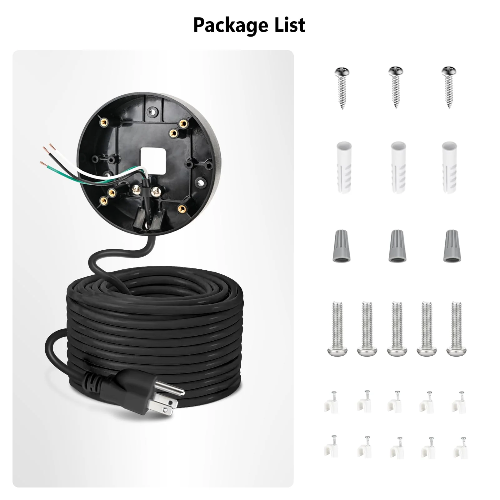 Power Cable and Plug-in Mount for Floodlight Cams Compatible with Floodlight Cam Wired Pro/Plus, Blink Wired Floodlight Camera, Electrical Box with 20ft Weatherproof Cable -(2in1 Mount and Cord Set) Black - Image 7