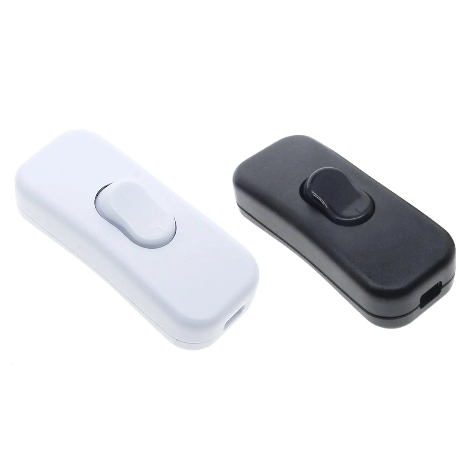Powice 2 pieces intermediate switch, cord switch, 230 V, cable switch, suitable for 2 and 3-core power cables and small devices or lights toggle switch, (white + black) 2 Stück White+Black