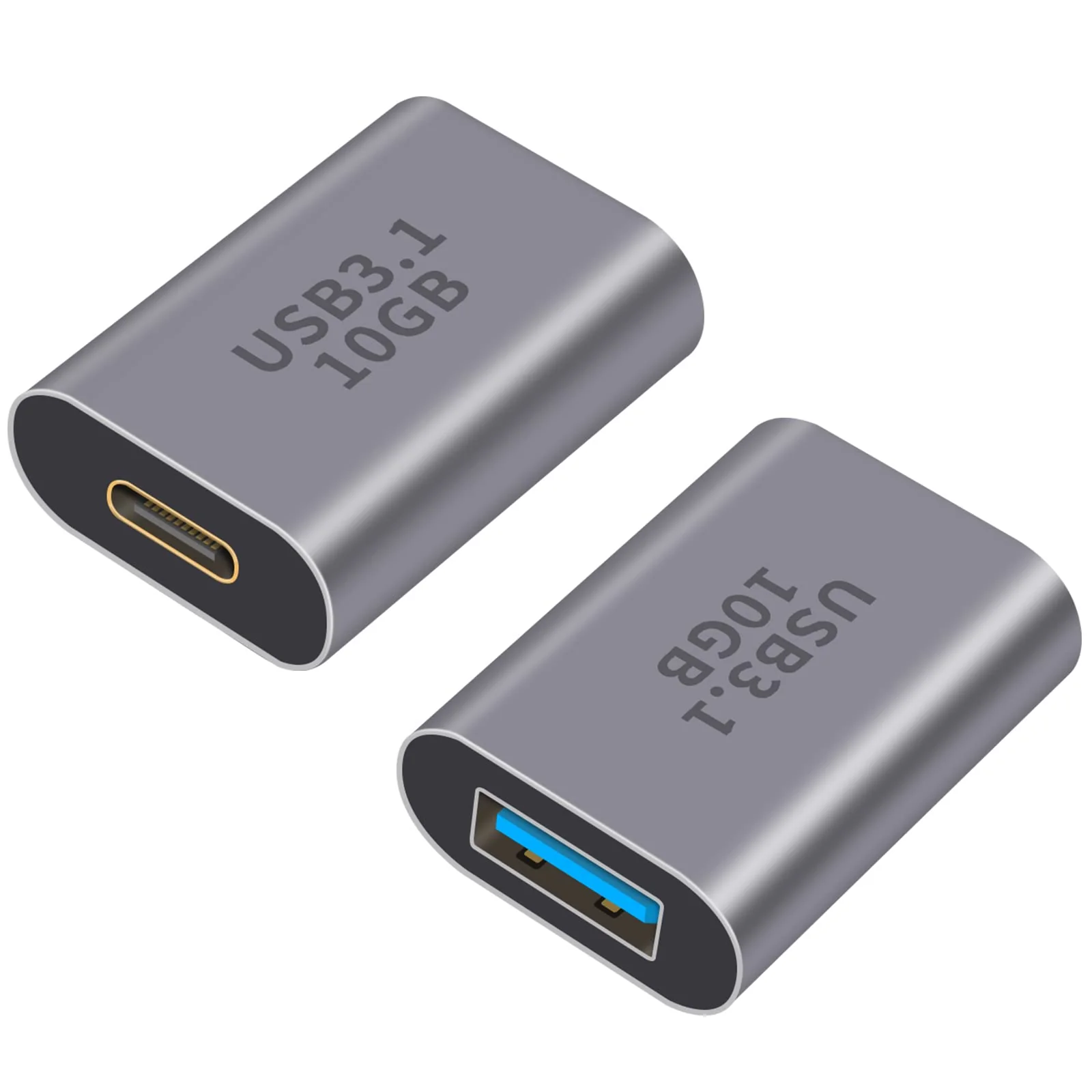 Poyiccot USB A to USB C Adapter, 2Pack USB C Female to USB Female Adapter, 10Gbps USB A Female to USB C Female Adapter Bi-Directional (USB 3.1 Type C Gen2) Compatible for iPhone, MacBook Pro, Laptop USB A to USB C Extender-2pack