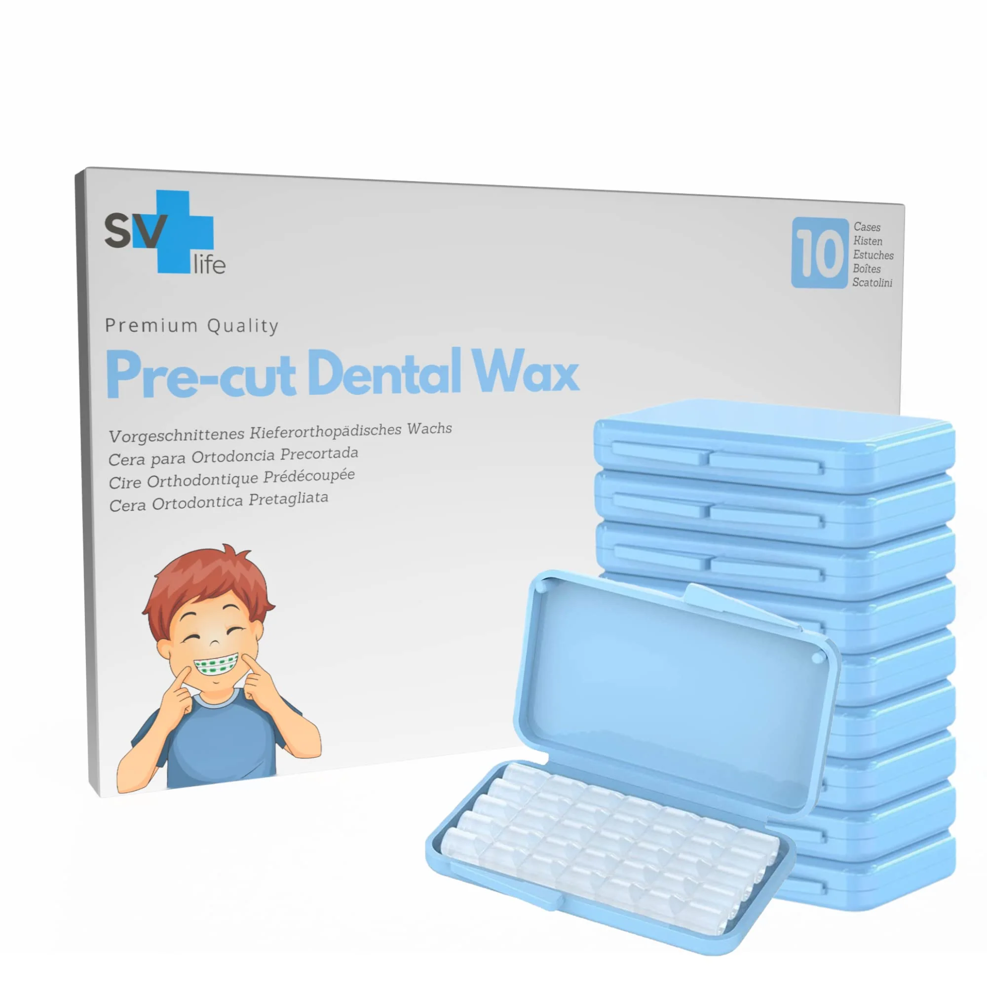 Pre-Cut Orthodontic Wax | Dental Wax for Braces (10 Boxes, No Flavouring) 10 stück