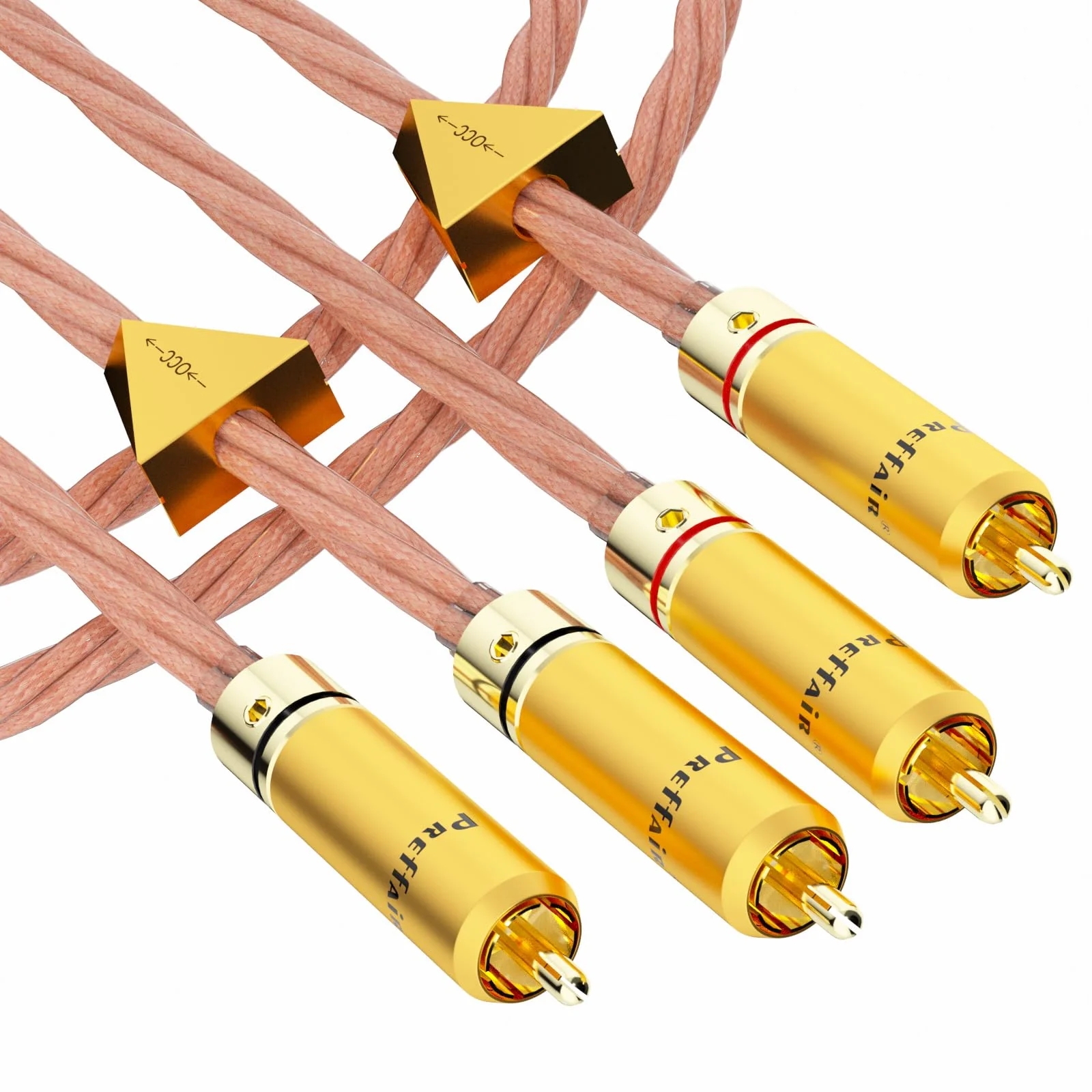 Preffair X461 1 Pair OCC Cables 15AWG 4 x 1.5mm2 RCA Audio Cable with Gold Plated RCA Connectors for Speaker, Subwoofer, Turntable, AMP, DAC (1.5M/4.9FT, X461R1786G)