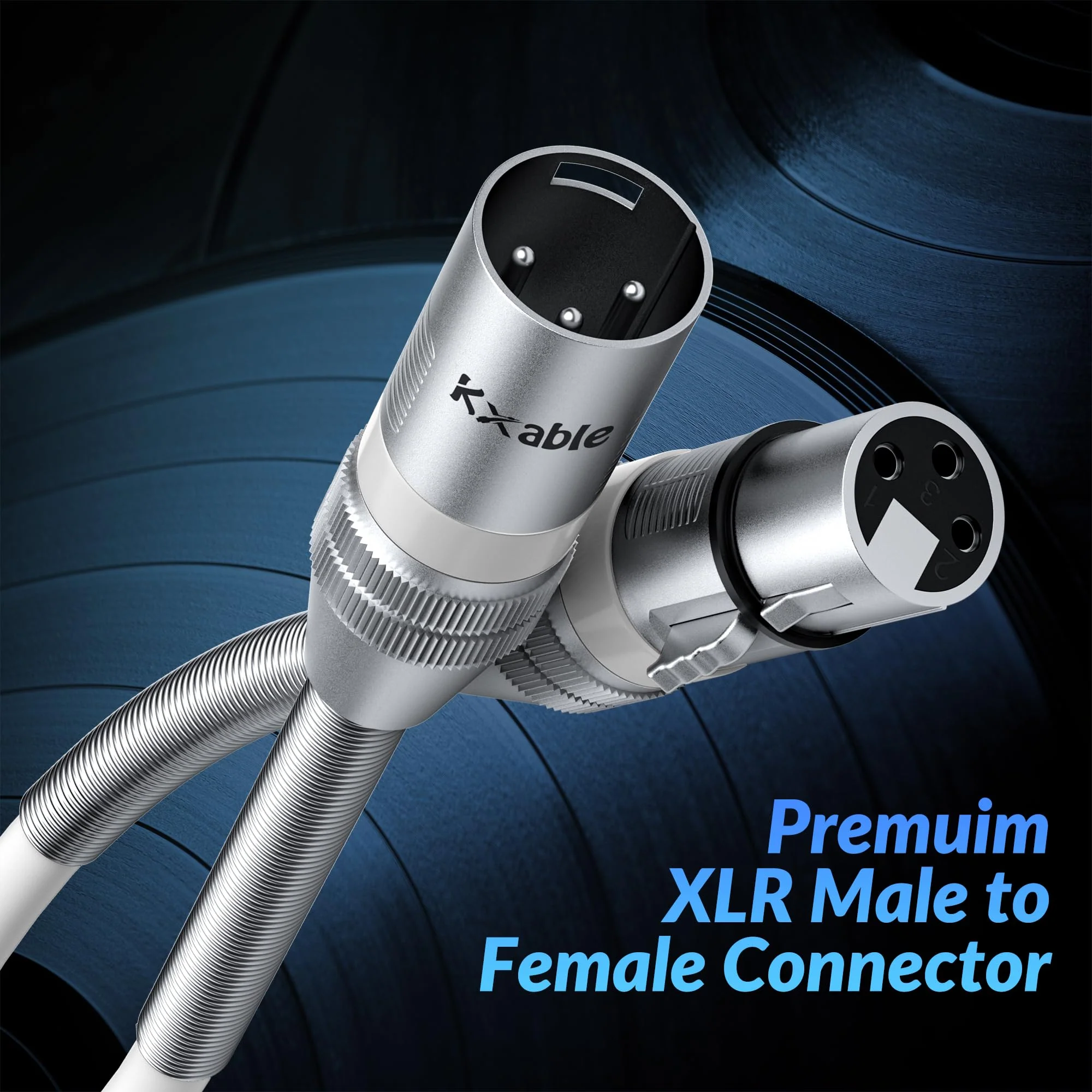 Premium 25 Feet XLR Microphone Cable, Heavy Duty 22AWG OFC XLR Male to Female Cord, 3-Pin Shielded Mic Speaker Cable, Zinc Alloy Connectors, Metal Spring SR, White 25FT - Image 4