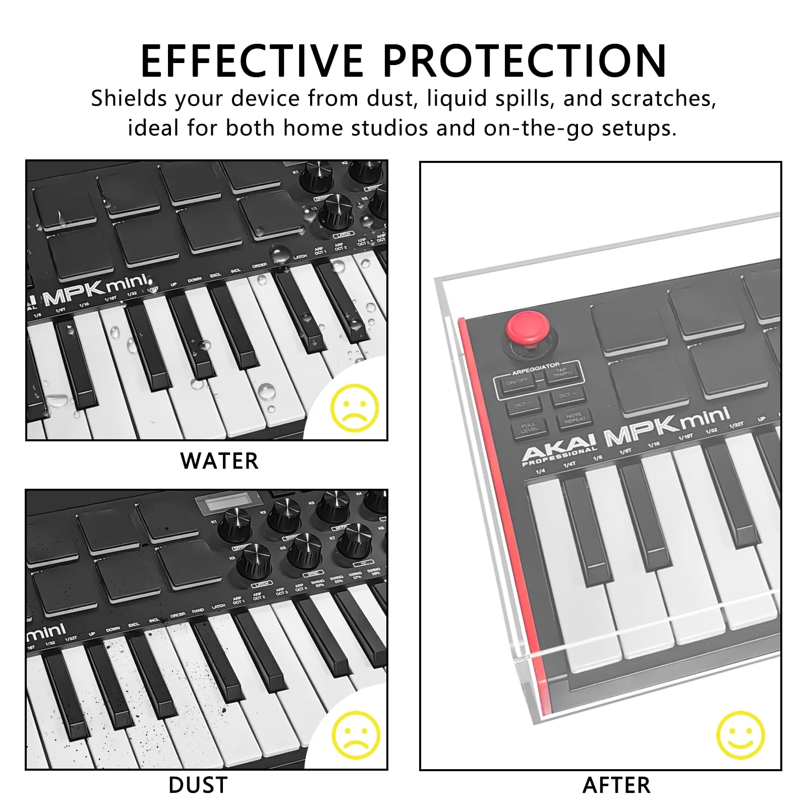 Premium Acrylic Midi Keyboard dust cover Reserved wire trough, waterproof and dustproof, compatible with AKAI MPK Mini MK3 keyboard protective - Image 4