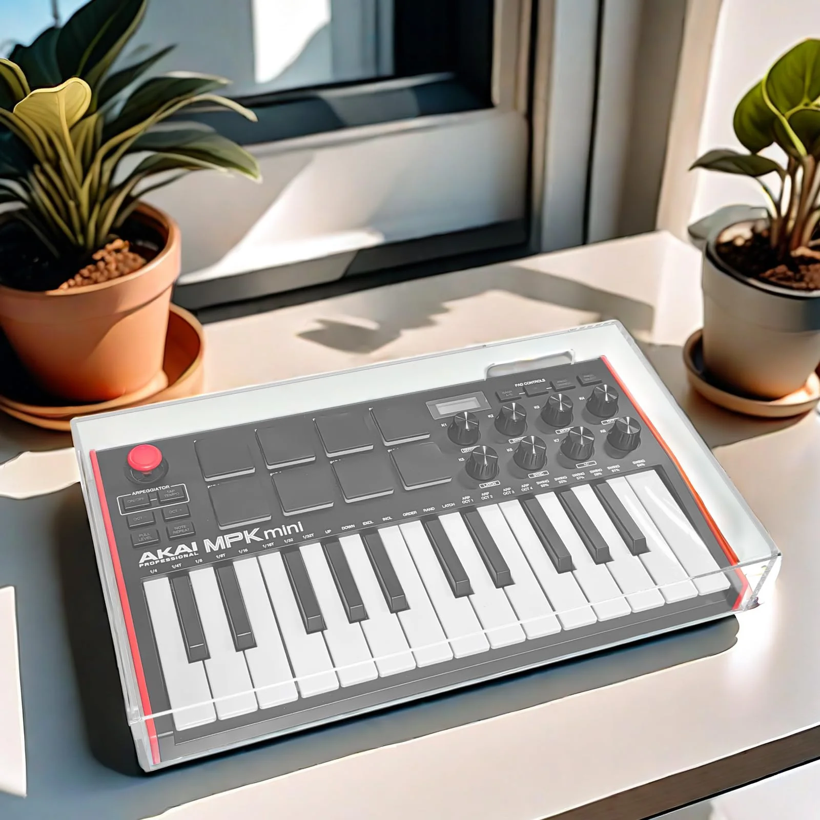 Premium Acrylic Midi Keyboard dust cover Reserved wire trough, waterproof and dustproof, compatible with AKAI MPK Mini MK3 keyboard protective - Image 5
