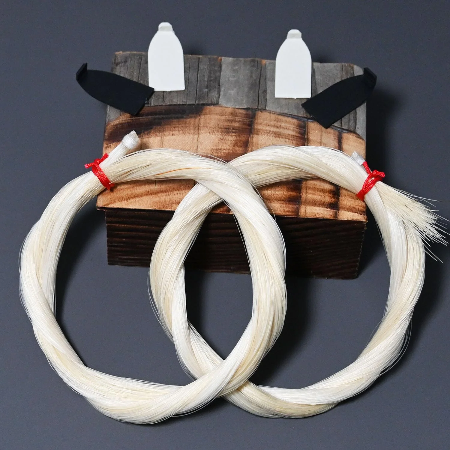 Premium Mongolian Horse Hair for Cello Bow Unbleached, White 29'' Music Instrument Accessories(2 Hanks)