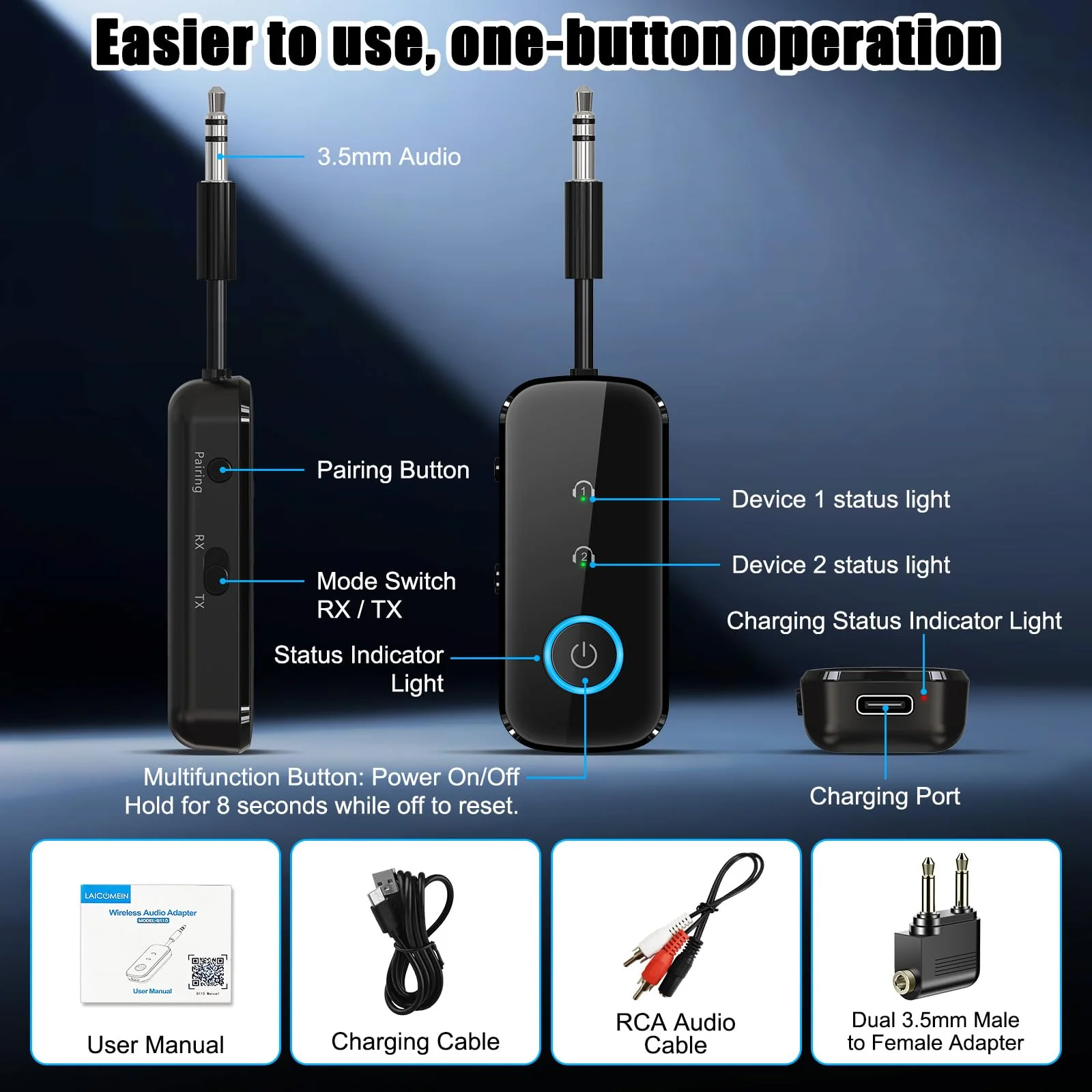 Premium Pro Bluetooth 5.4 Transmitter Receiver,Airplane Audio Adapter,Wireless Transmitter for TV/Travel Flight,Airline,Gym.Compatible with 2 AirPods/Headphones,Bluetooth Receiver for Car/Home Stereo Black - Image 9