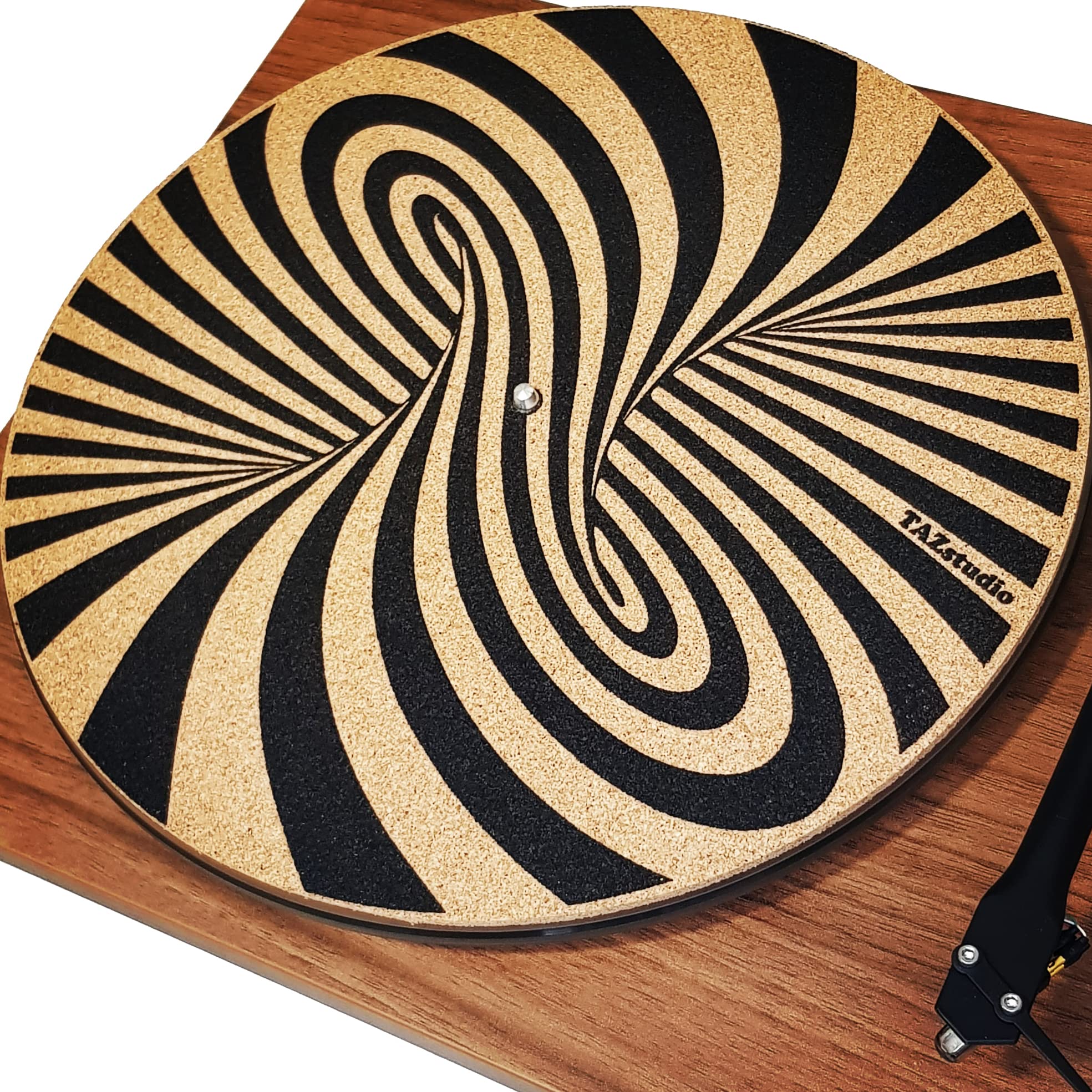 Premium slipmat - Cork Turntable Mat for Better Sound Support on Vinyl LP Record Player - Cork mat Original Geometric Design Psychedelic Geometric Spiral Art [4mm Thickness]-m7 m7-Geometric spiral