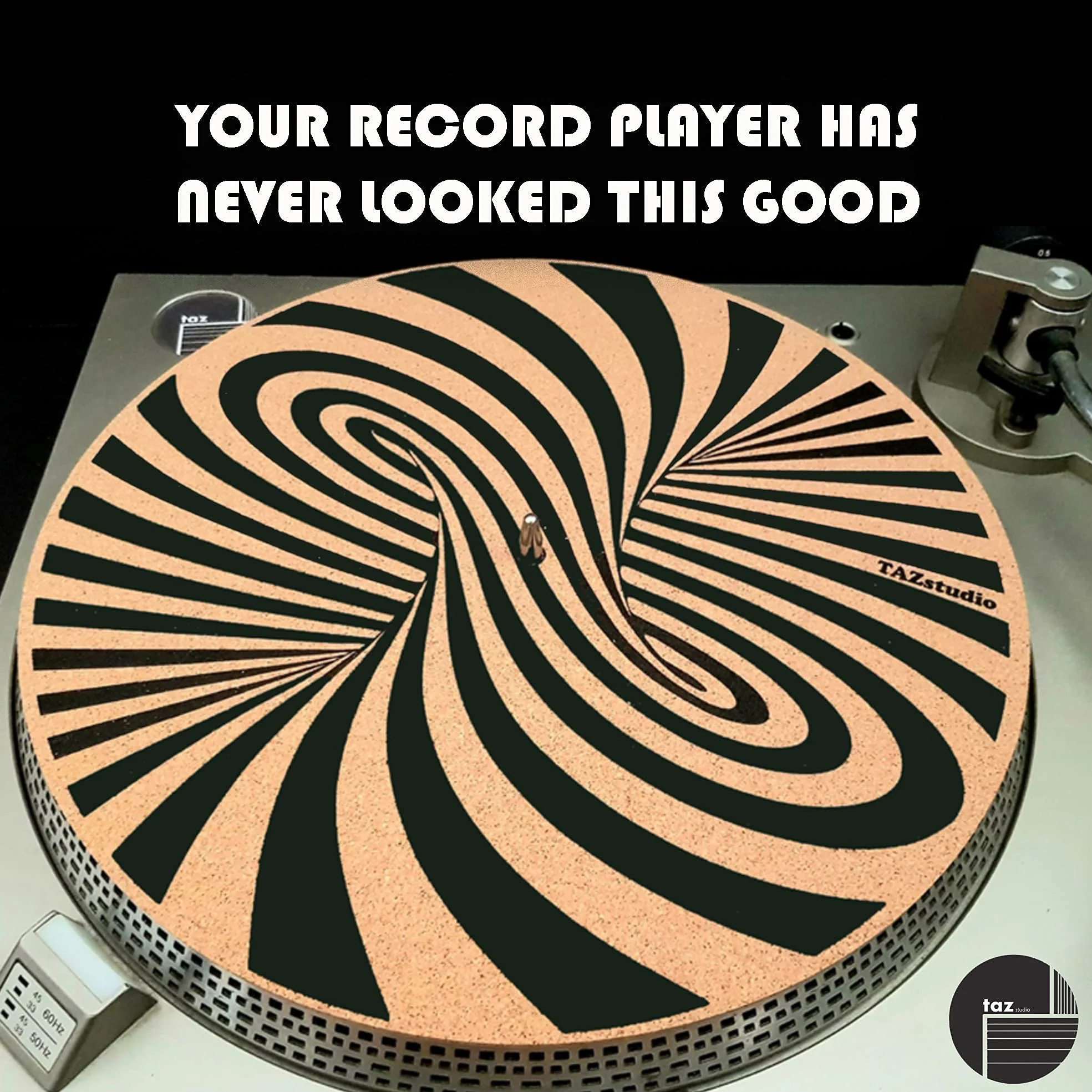 Premium slipmat - Cork Turntable Mat for Better Sound Support on Vinyl LP Record Player - Cork mat Original Geometric Design Psychedelic Geometric Spiral Art [4mm Thickness]-m7 m7-Geometric spiral - Image 6