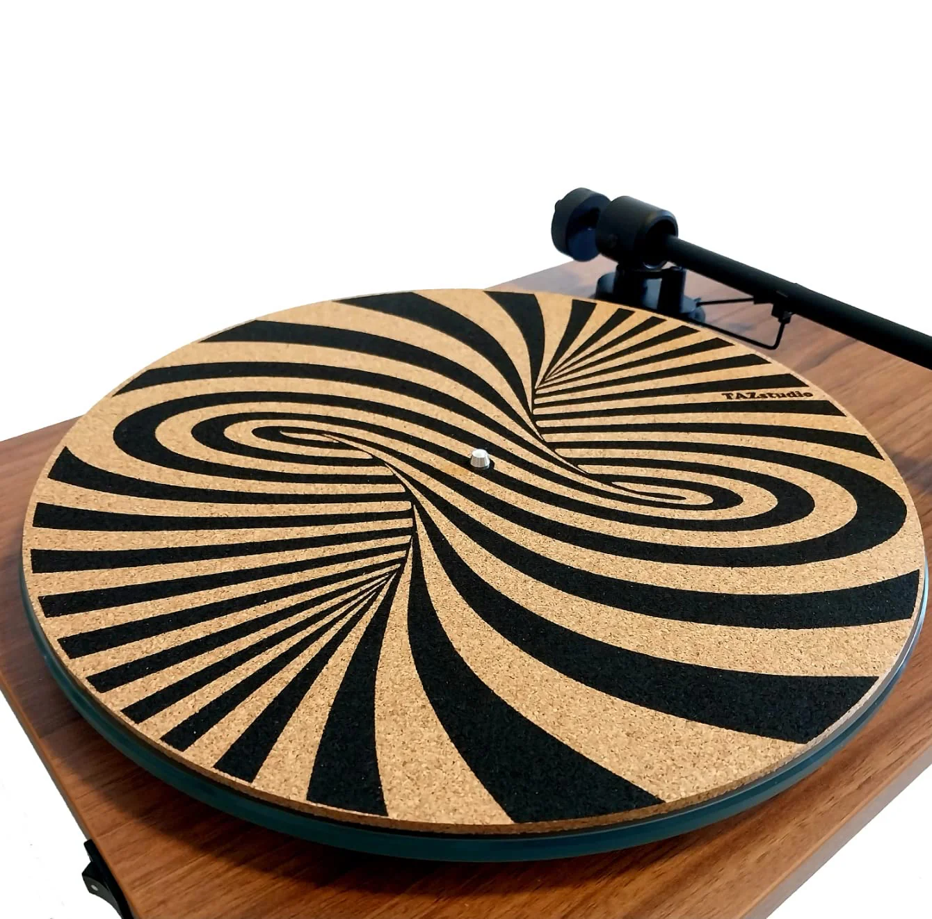 Premium slipmat - Cork Turntable Mat for Better Sound Support on Vinyl LP Record Player - Cork mat Original Geometric Design Psychedelic Geometric Spiral Art [4mm Thickness]-m7 m7-Geometric spiral - Image 9