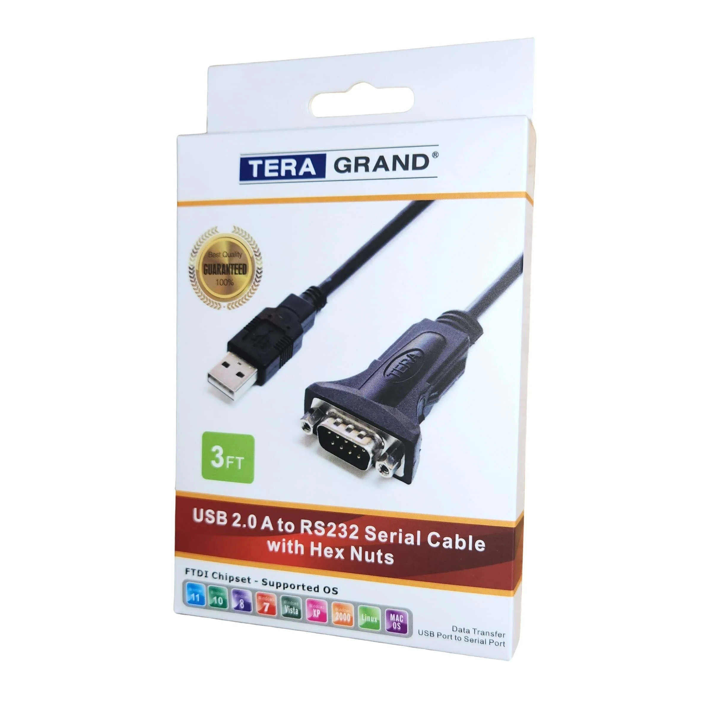 Premium USB 2.0 to RS232 Serial DB9 Adapter Cable 3 Feet - Supports Windows 11, 10, 8, 7, Vista, XP, 2000, 98, Linux and Mac - Built with FTDI Chipset and Hex Jack Nuts 3 ft - Image 6