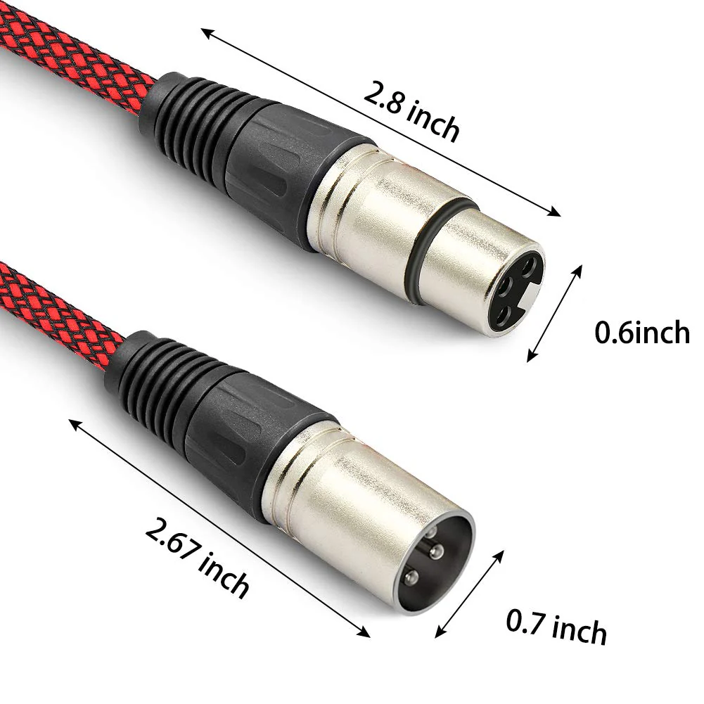 Premium XLR Male to Female 3 Pin Plug Nylon Braided Shielded Professional Mic Audio Balanced Cable for Recording Applications,Mixers,Speaker Systems (2m/6ft) 2m/6ft - Image 3