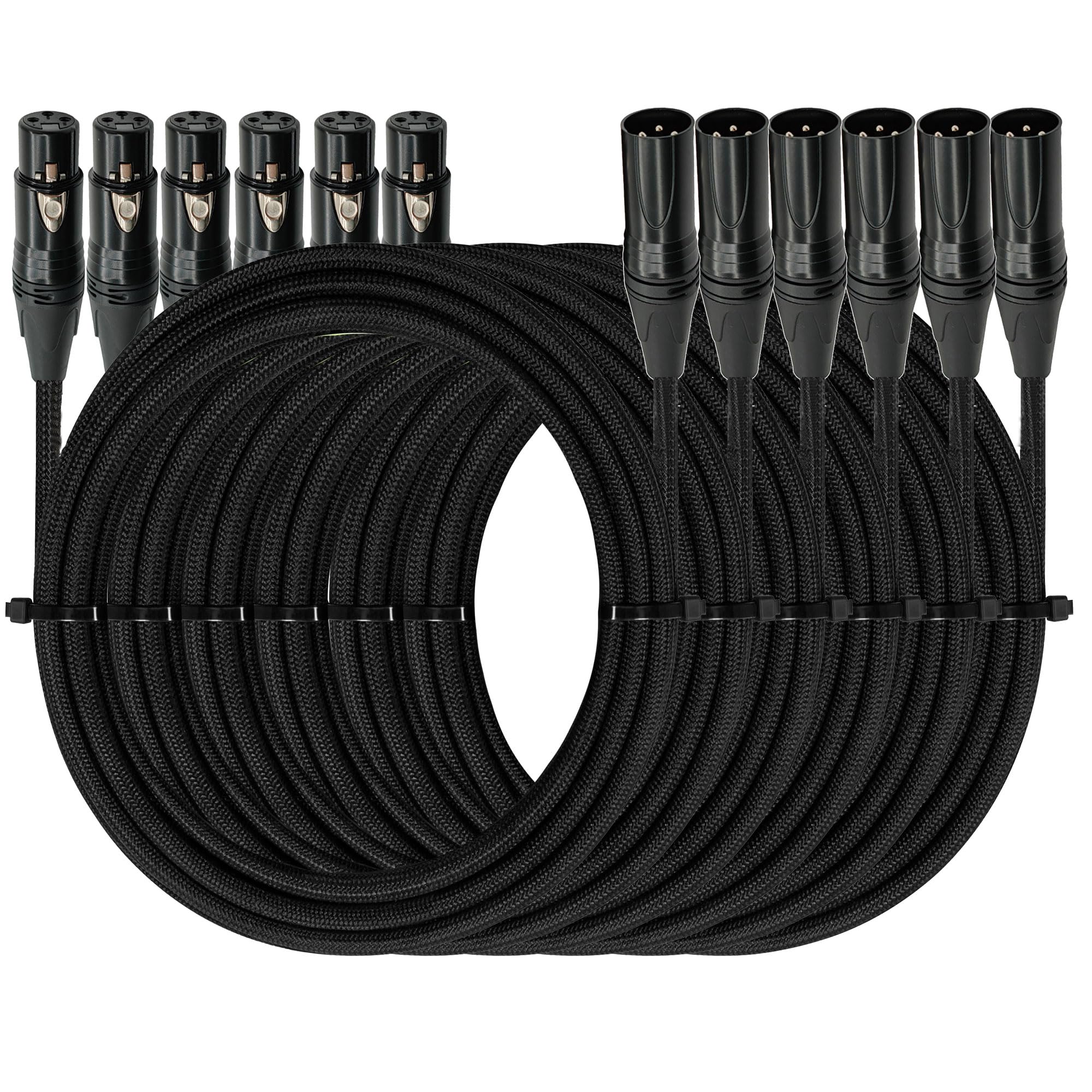 Premium XLR to XLR Cable (10 Feet 6-Pack) Noise-Canceling Balanced Wire Connector, 3 Pin Microphone Cables Oxygen-Free Copper (OFC) Male to Female Mic Cord for Speaker Mixer, Studio,Podcast 10 Feet-6Pack-Black