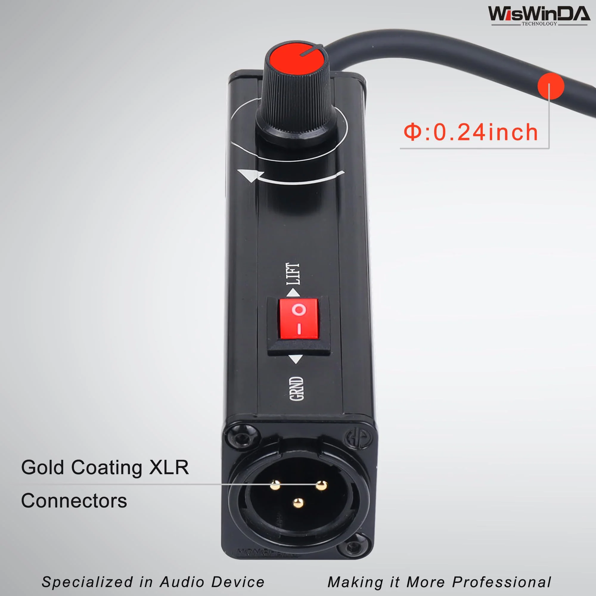 Pro101A AUX to XLR Isolation Box with Volume Controller and Ground Lift Switch Build-in Cord Length 3.3ft with Detachable 3.5mm Aux Gold Coating Plug (Pro 101A Aux-XLR) Pro 101A Aux-XLR - Image 4