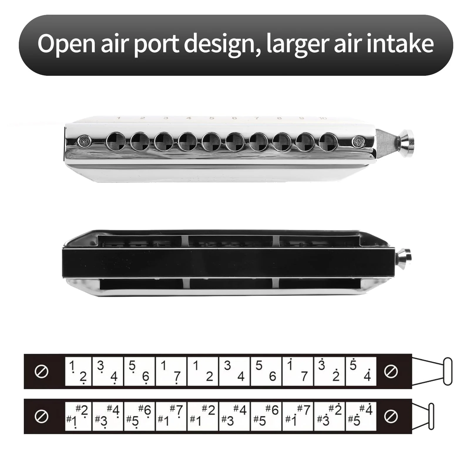 Professional Chromatic Harmonica C Key,Standard 10 Holes 40 Tones Mouth Organ T10-40 Harmonica for Adults,Professionals and Students(T10-40) - Image 4