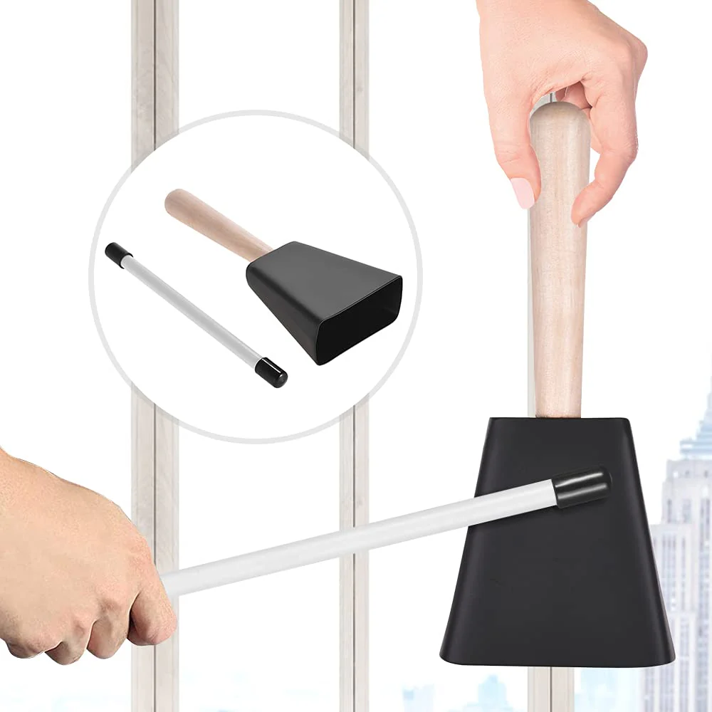 Professional Metal Cowbell with Wooden Handle Mallet Percussion Instrument - Image 4