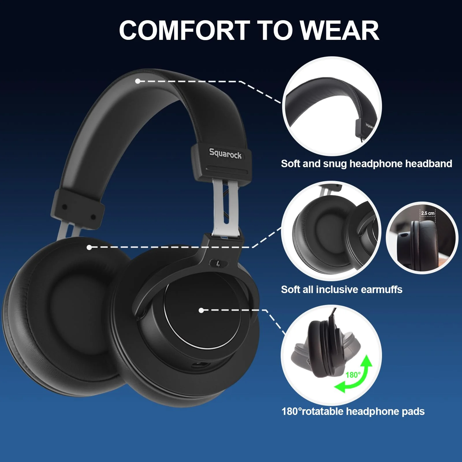 Professional Monitor Headphones Podcast/ Recording/ Live Streaming 3.5/6.5mm Wired Earphones for Audio Interface Over Ear Comfortable Headphones Stereo 50mm Sound Drive, 32Ī© lmpedanceļ¼D1,Blackļ¼ - Image 2
