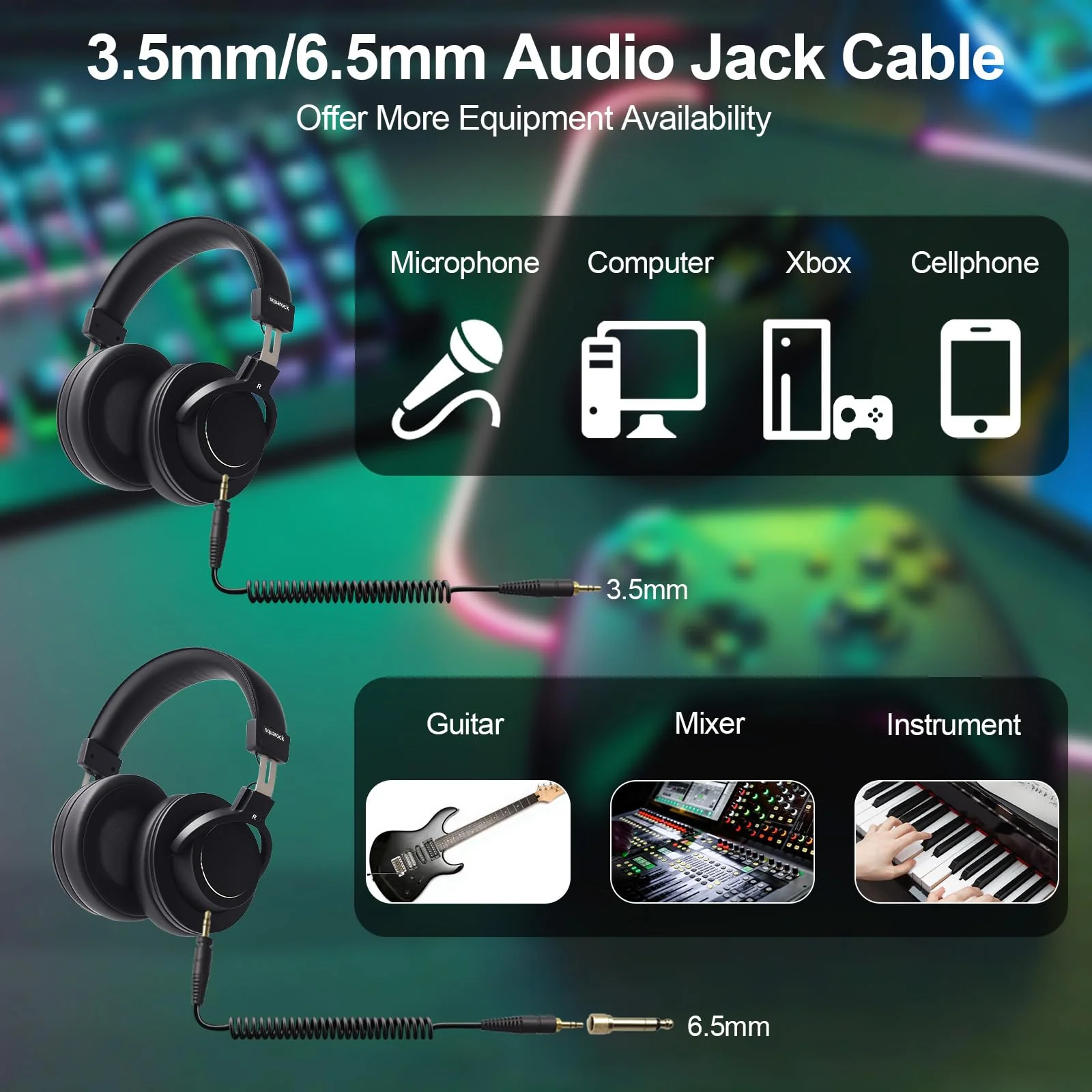 Professional Monitor Headphones Podcast/ Recording/ Live Streaming 3.5/6.5mm Wired Earphones for Audio Interface Over Ear Comfortable Headphones Stereo 50mm Sound Drive, 32Ī© lmpedanceļ¼D1,Blackļ¼ - Image 4
