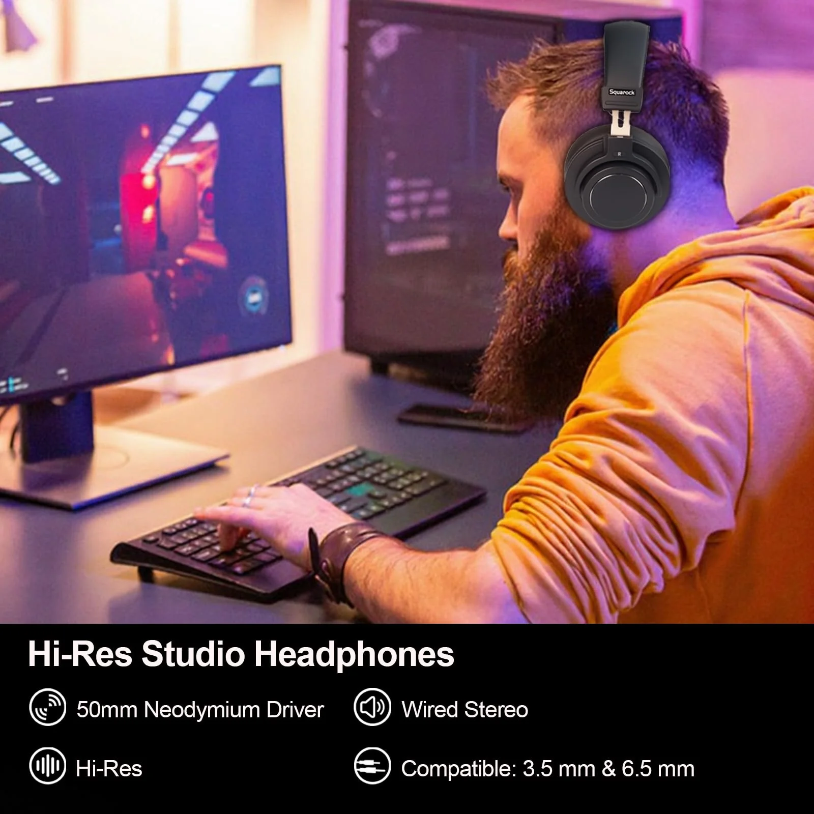 Professional Monitor Headphones Podcast/ Recording/ Live Streaming 3.5/6.5mm Wired Earphones for Audio Interface Over Ear Comfortable Headphones Stereo 50mm Sound Drive, 32Ī© lmpedanceļ¼D1,Blackļ¼ - Image 5