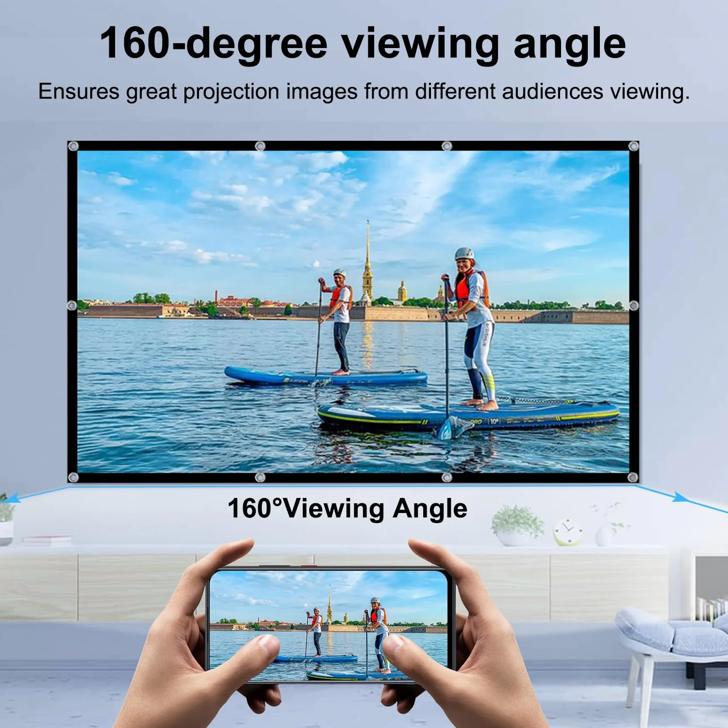 Projector Screen, DUYIKJ 84 inch Foldable Portable Rear Front Projector Screen Indoor Outdoor 4K 16:9 HD Double Sided Projection Movies Screen for Camping Party,Backyard Home Theater 84INCH -16:9 - Image 5