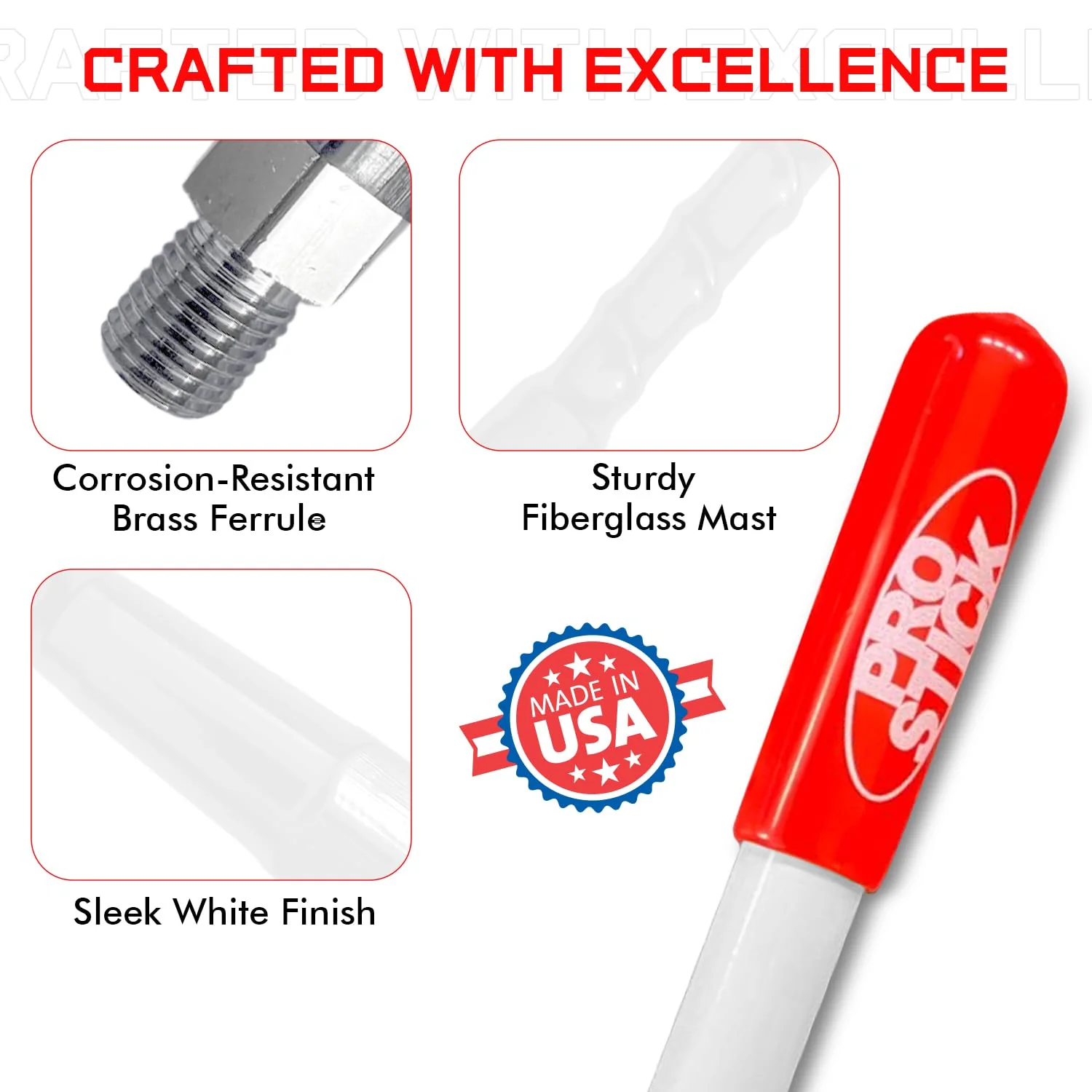 Prostick 2-Foot Fiberglass Passive CB Antenna – White, Handles Up to 1000W Input - Image 2