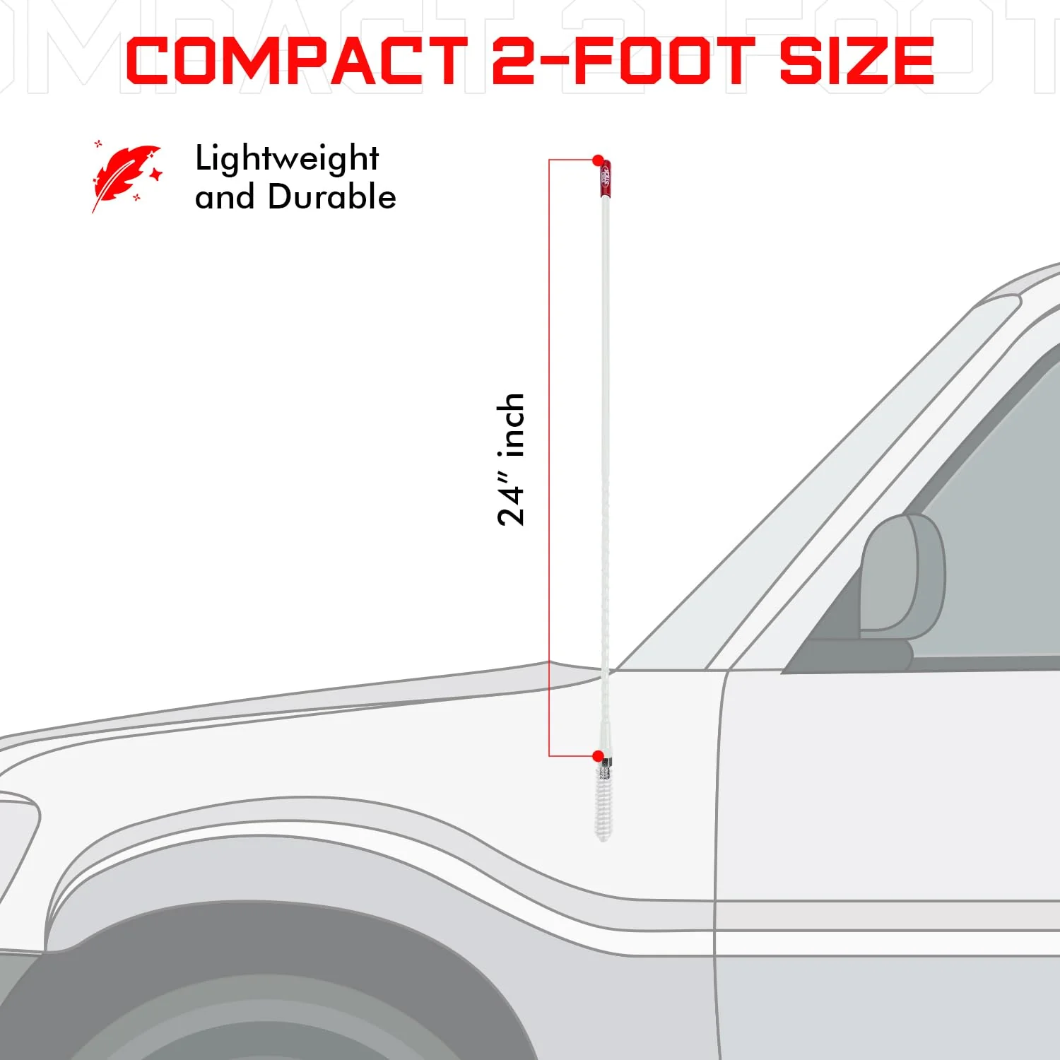 Prostick 2-Foot Fiberglass Passive CB Antenna – White, Handles Up to 1000W Input - Image 3