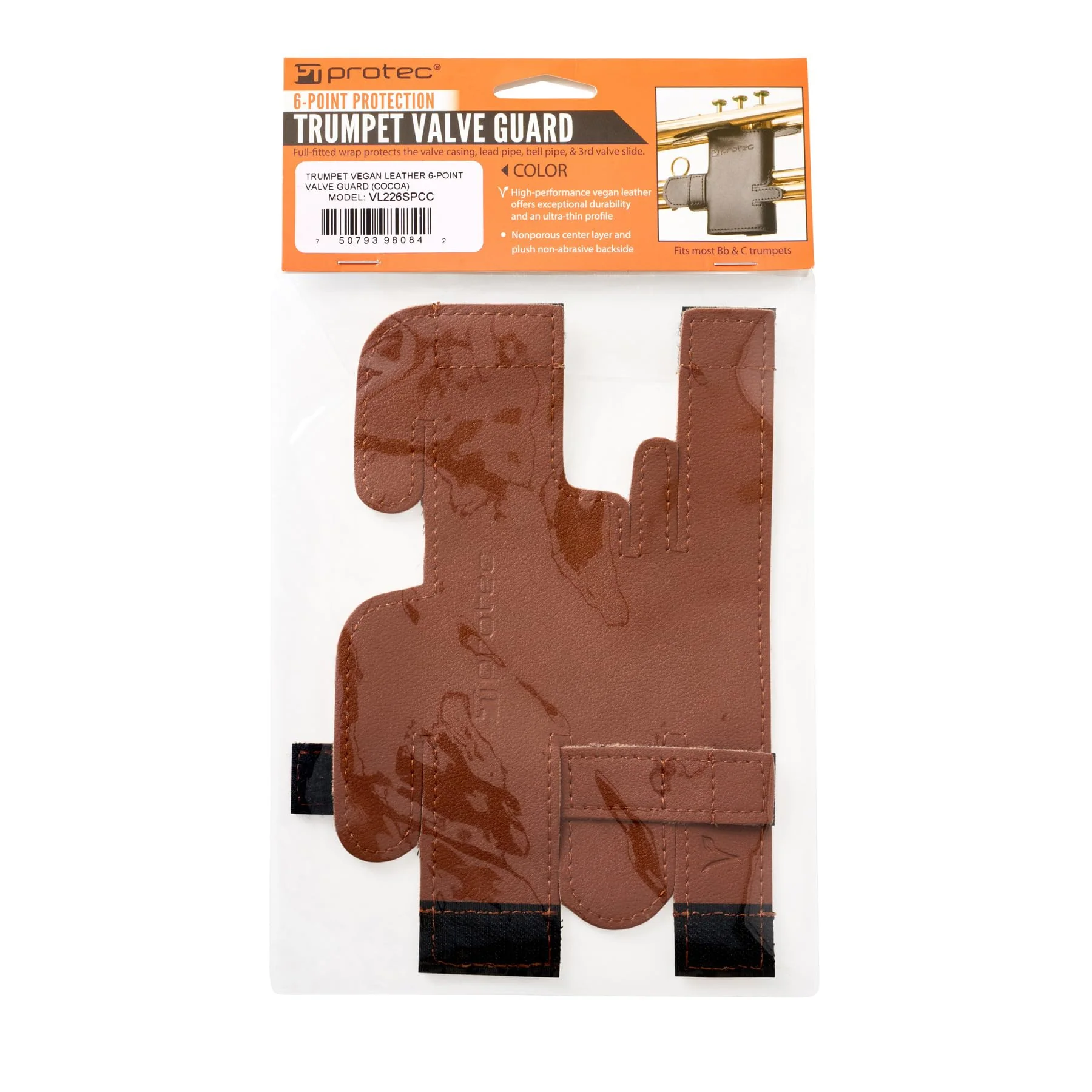 Protec Leatherette Trumpet Valve Guard (6-Point), Cocoa, Model VL226SPCC 6-Point - Image 7