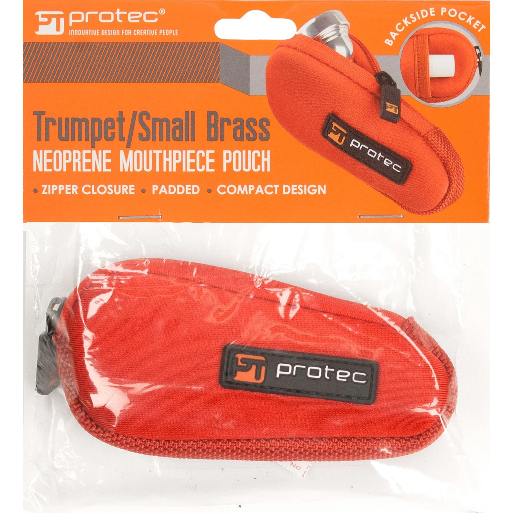 Protec Trumpet/Small Brass Single Neoprene Mouthpiece Pouch with Zipper Closure - Red, Model N203RX - Image 3