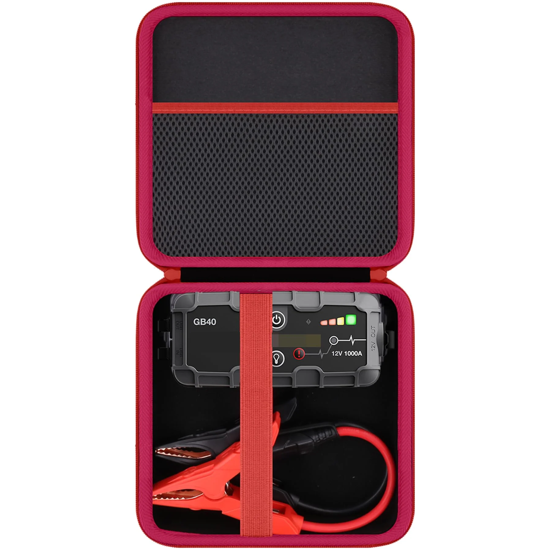 Protection Storage Case Compatible with NOCO Boost GB40 / GB20 / X GBX45 UltraSafe Jump Starter Lithium Battery Booster Pack and Accessories（Black Case + Red Zipper）-Flaxune Case for Boost GB40 / GB20 / X GBX45 - Image 2