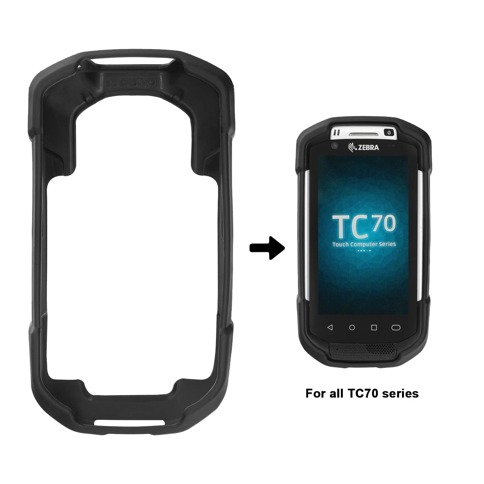 Protective Rubber Case for Zebra TC70 TC72 TC75 TC77 TC70X TC75X, Soft Silicone Rubber Handheld Scanner Cases for PDA Handheld Computer for More Protection - Black - Image 3