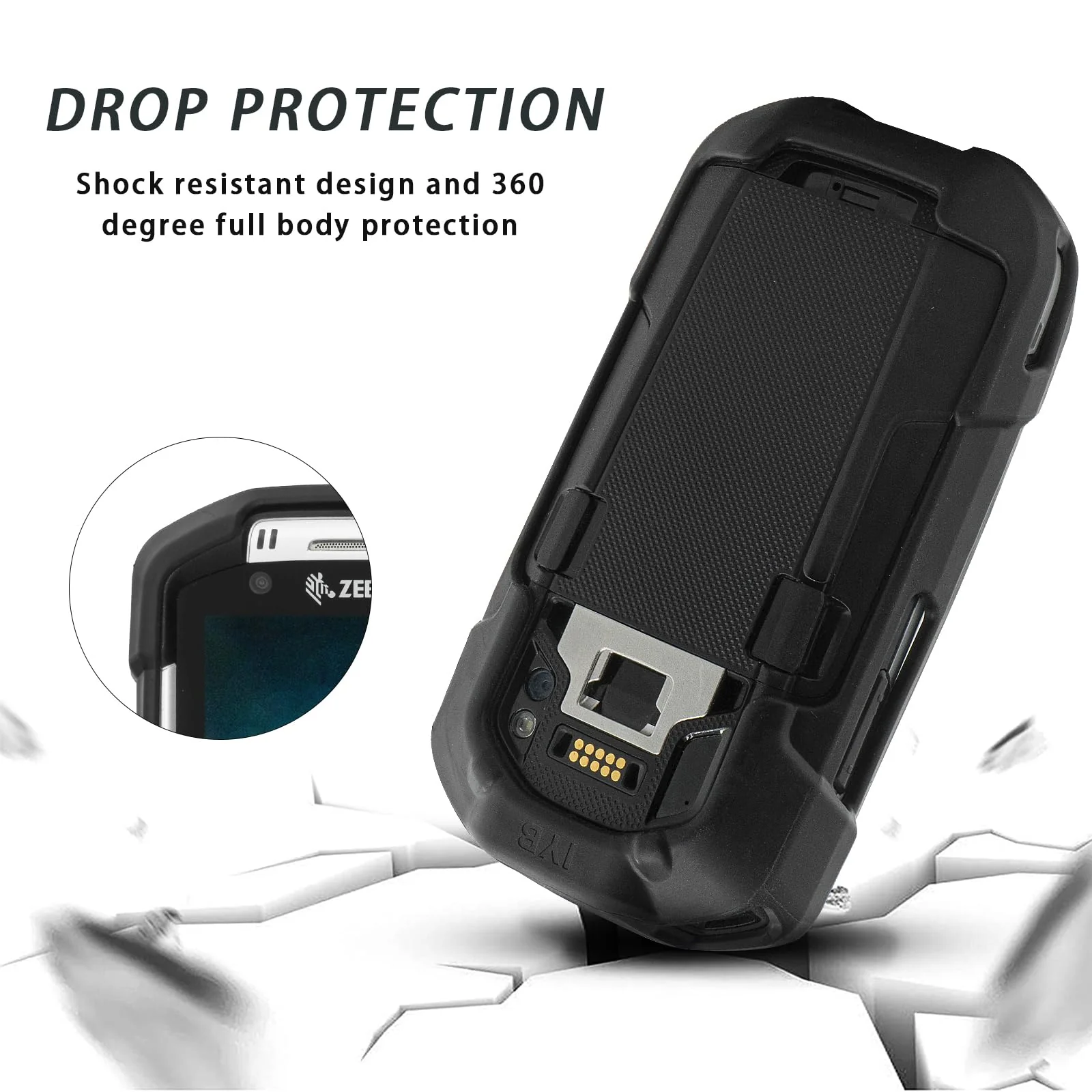 Protective Rubber Case for Zebra TC70 TC72 TC75 TC77 TC70X TC75X, Soft Silicone Rubber Handheld Scanner Cases for PDA Handheld Computer for More Protection - Black - Image 5