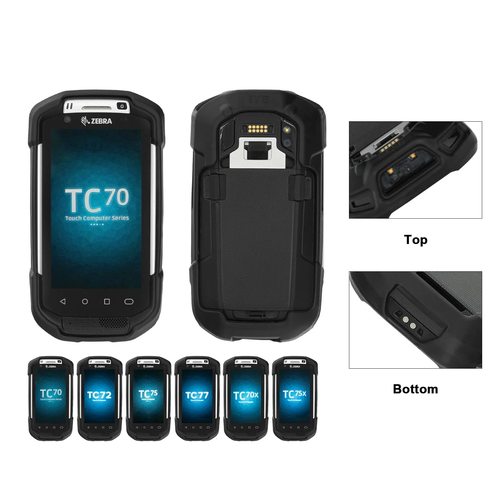 Protective Rubber Case for Zebra TC70 TC72 TC75 TC77 TC70X TC75X, Soft Silicone Rubber Handheld Scanner Cases for PDA Handheld Computer for More Protection - Black - Image 6