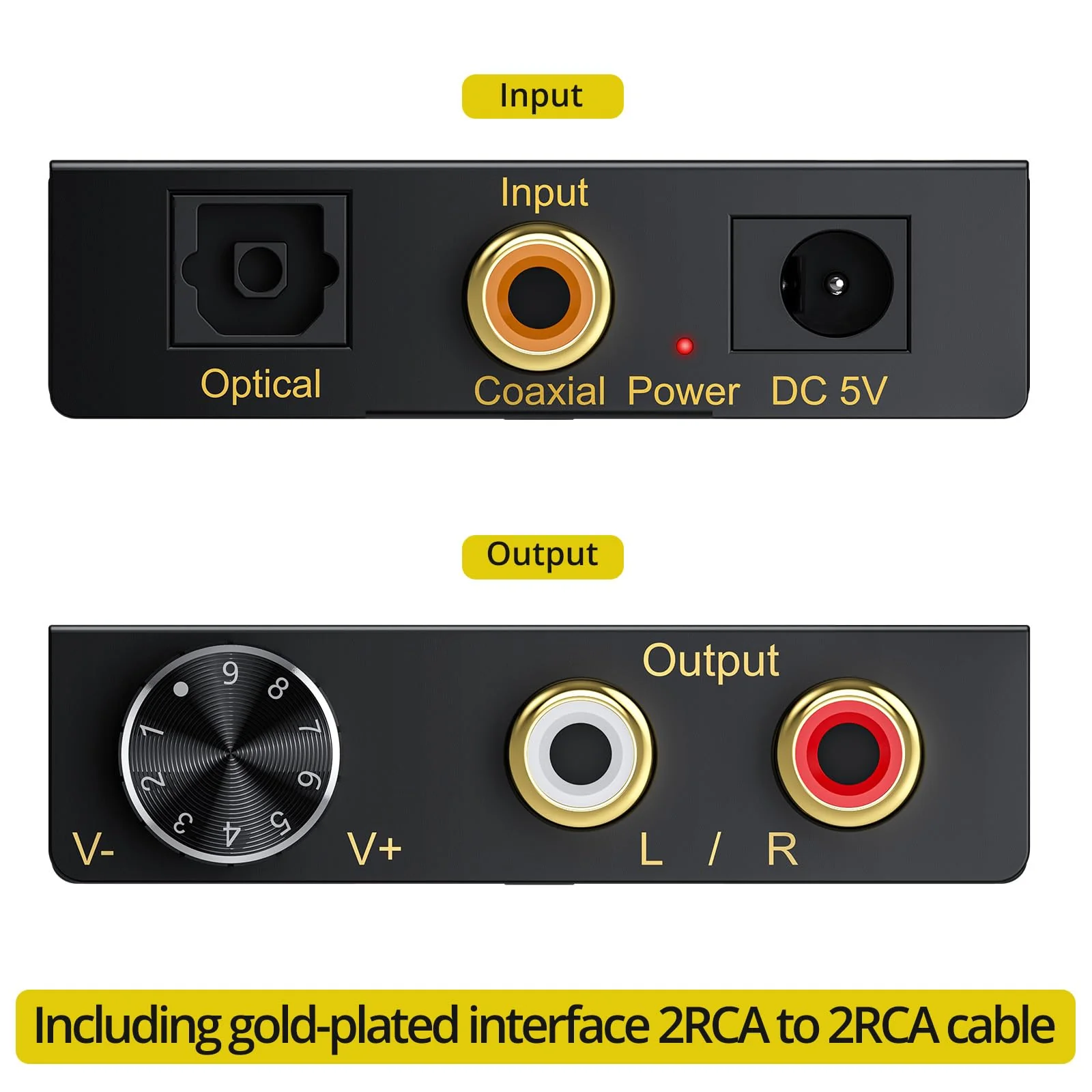PROZOR 192Khz DAC Converter with Volume Control, Digital to Analog Audio Converter with RCA Cable Support 5.1CH DTS Dolly AC3 Coaxial SPDIF Toslink to RCA Converter for HDTV DVD PS3 Home Cinema System - Image 2