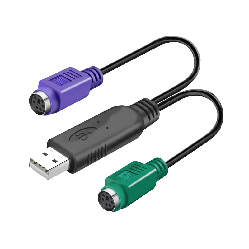 PS2 to USB Adapter Keyboard Mouse Adapter, PS2 to USB Cable Built-in Chip No Need to Drive Plug and Play (Black) Black