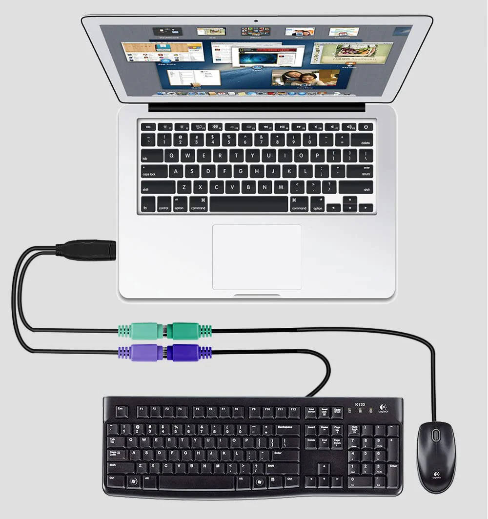 PS2 to USB Adapter Keyboard Mouse Adapter, PS2 to USB Cable Built-in Chip No Need to Drive Plug and Play (Black) Black - Image 3