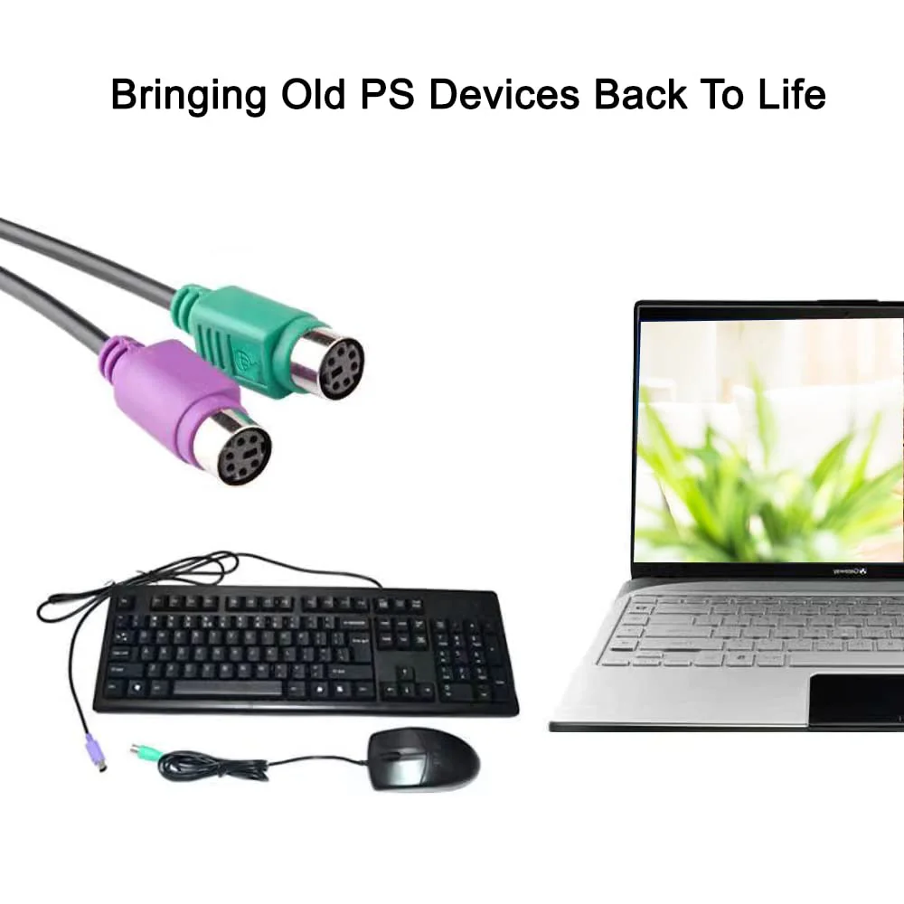 PS2 to USB Adapter Keyboard Mouse Adapter, PS2 to USB Cable Built-in Chip No Need to Drive Plug and Play (Black) Black - Image 4