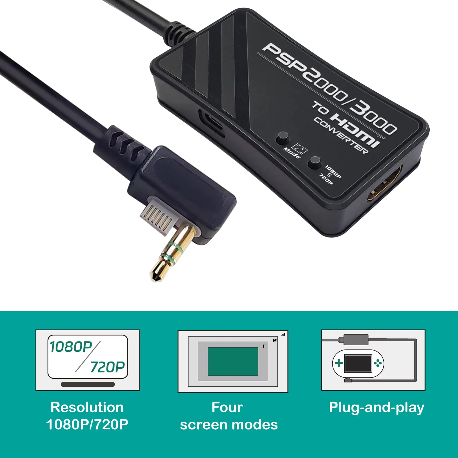 PSP2000/PSP3000 to HDMI Converter, HDMI Cable for PSP2000/PSP3000 Handheld Console. - Image 2